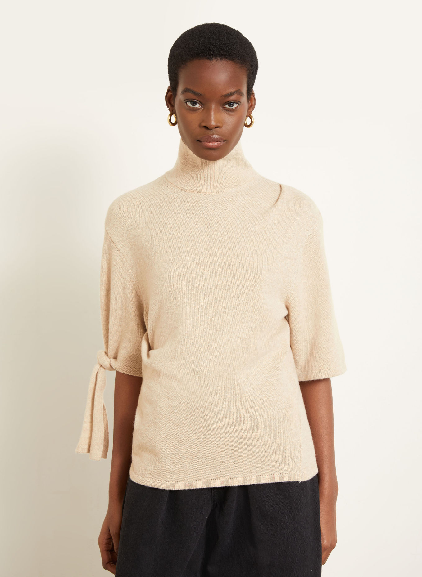 JACQUEMUS LA MAILLE FIOCCO Sweater with Merino Wool and 3/4-Length Sleeves: CAMEL