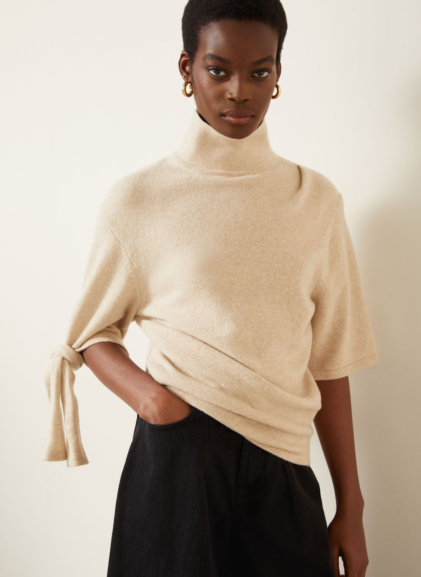 JACQUEMUS LA MAILLE FIOCCO Sweater with Merino Wool and 3/4-Length Sleeves: CAMEL