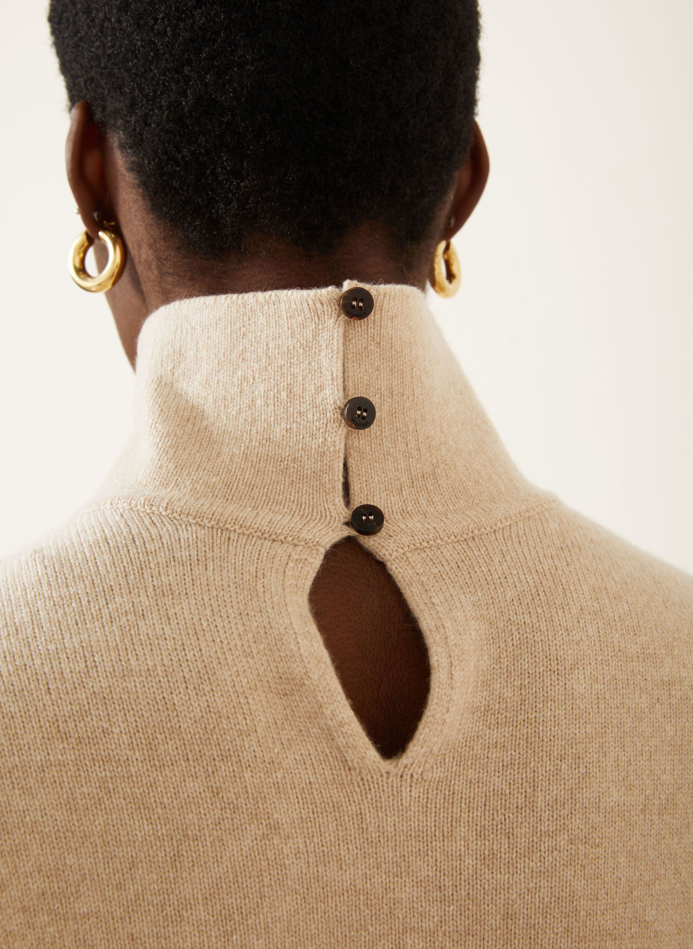 JACQUEMUS LA MAILLE FIOCCO Sweater with Merino Wool and 3/4-Length Sleeves: CAMEL