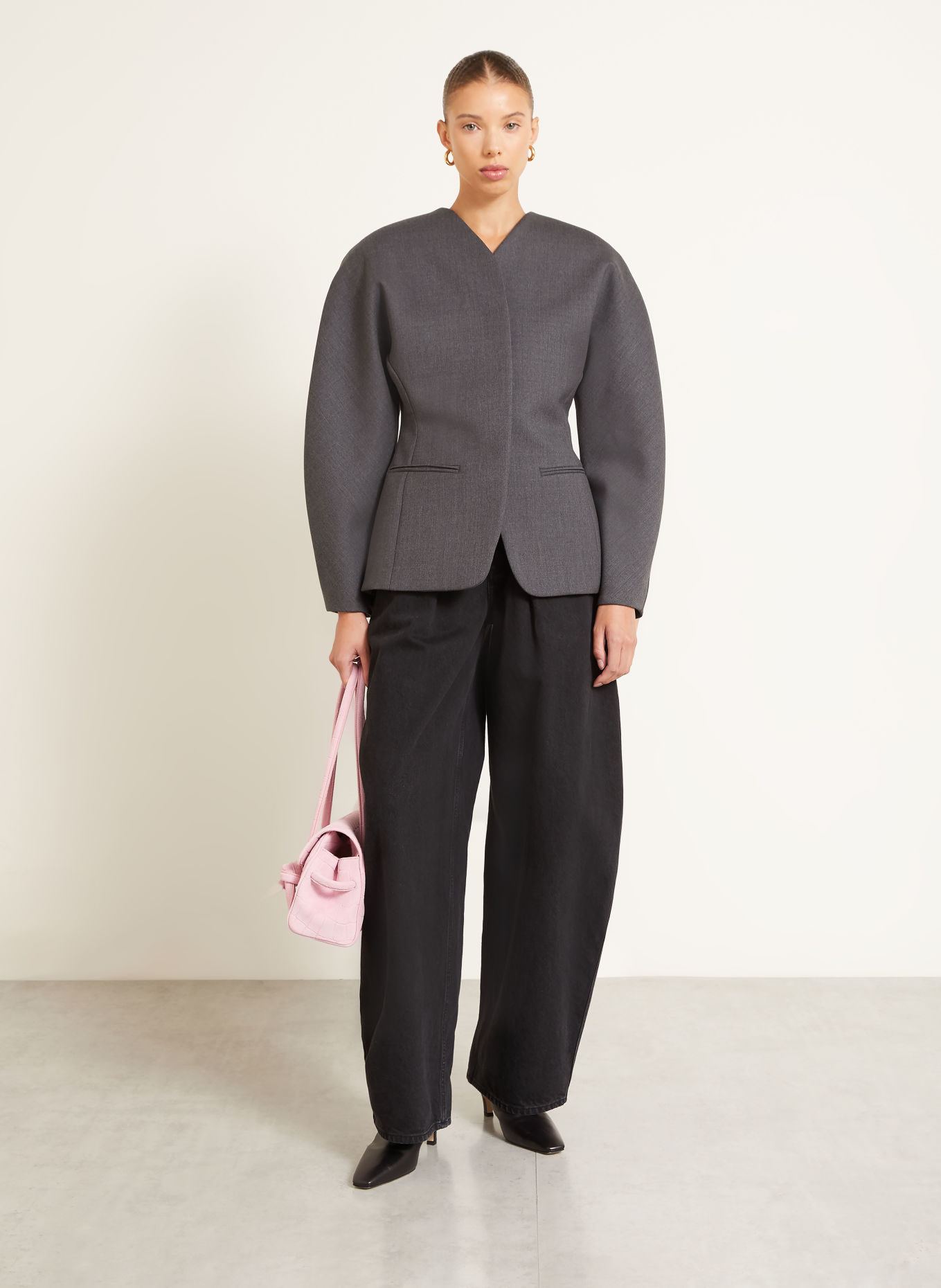 JACQUEMUS LA VESTE OVALO Blazer: DARK GRAY