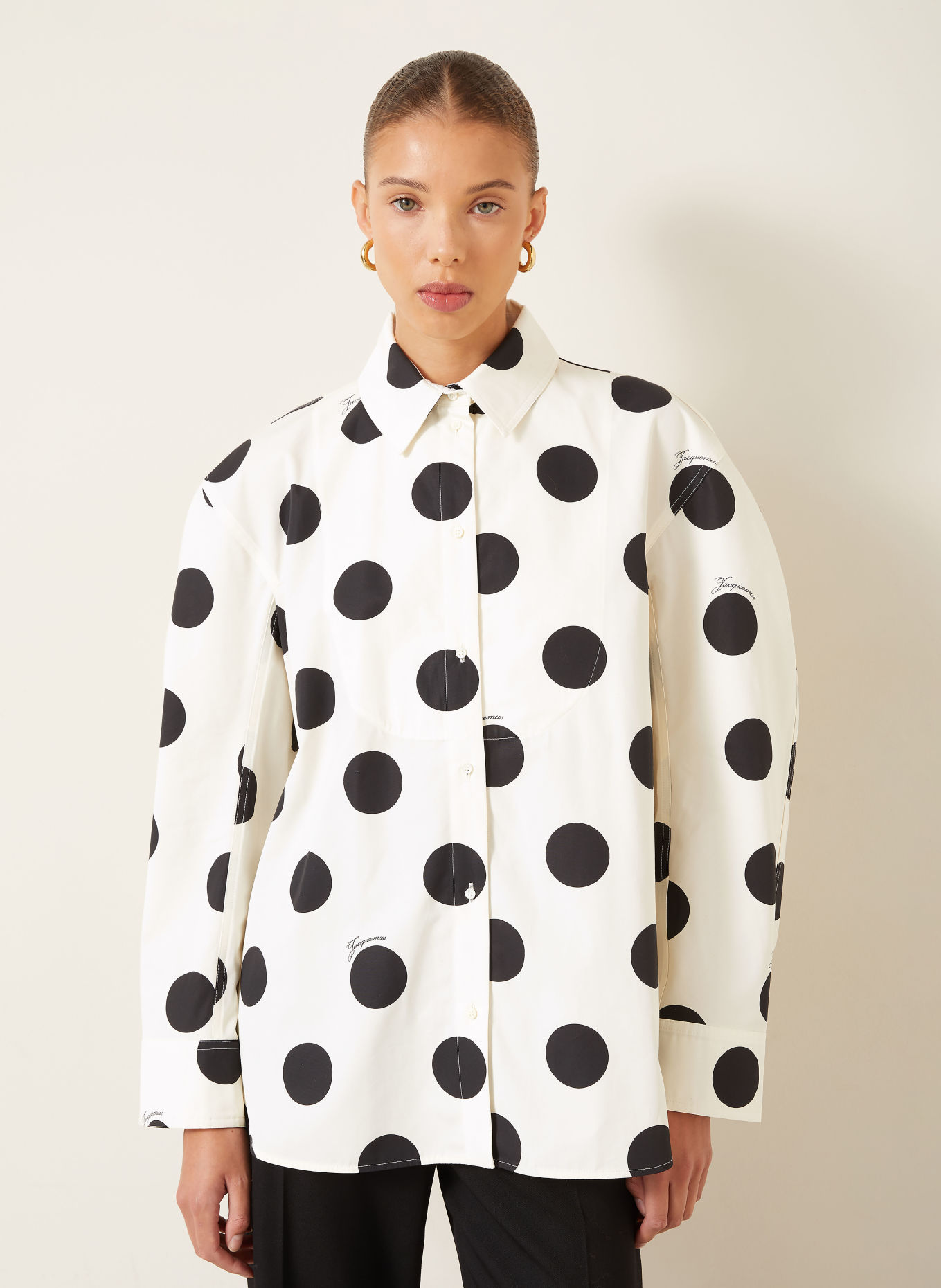 JACQUEMUS Shirt blouse LA CHEMISE CITTA: CREAM / BLACK