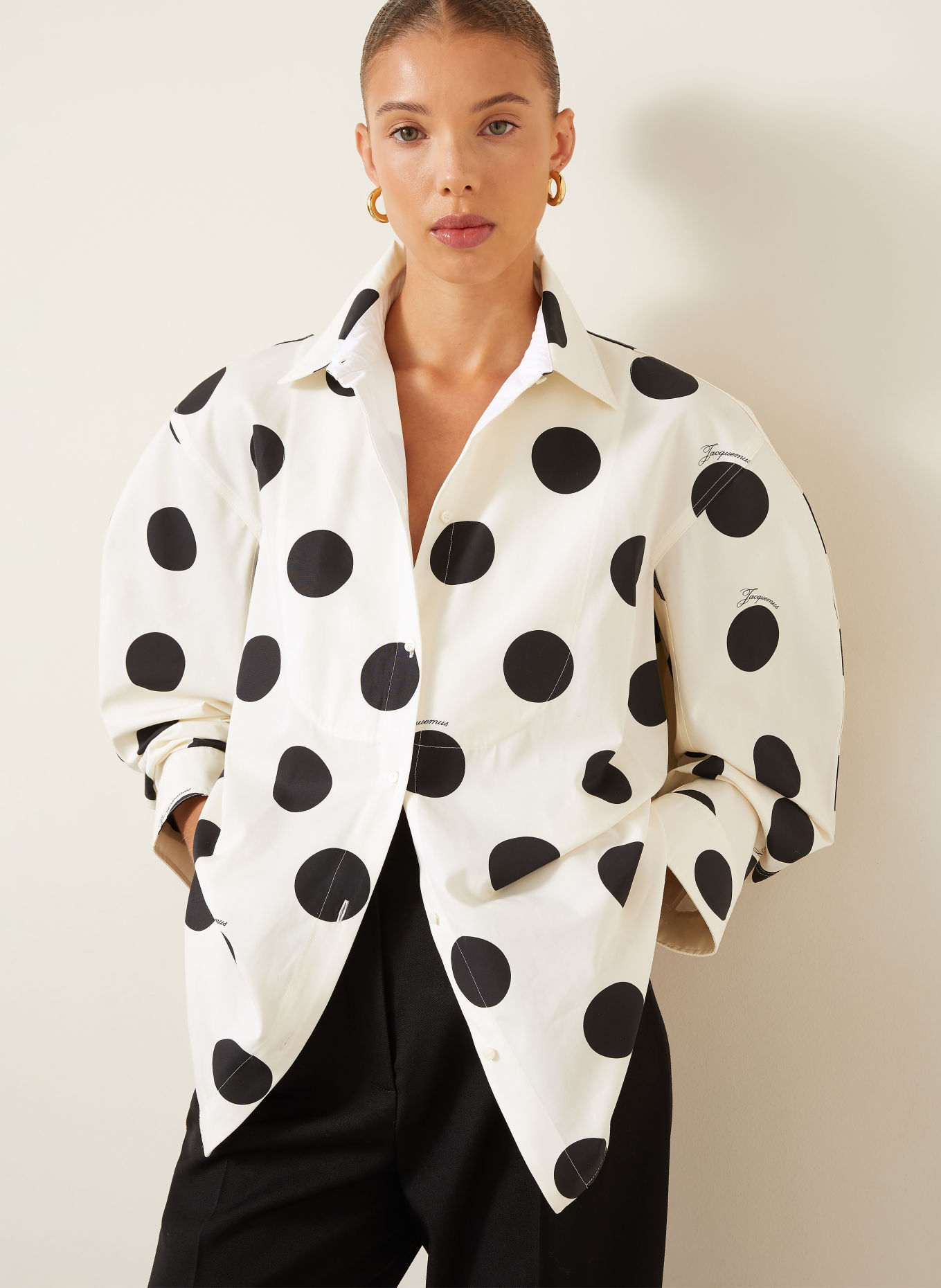 JACQUEMUS Shirt blouse LA CHEMISE CITTA: CREAM / BLACK