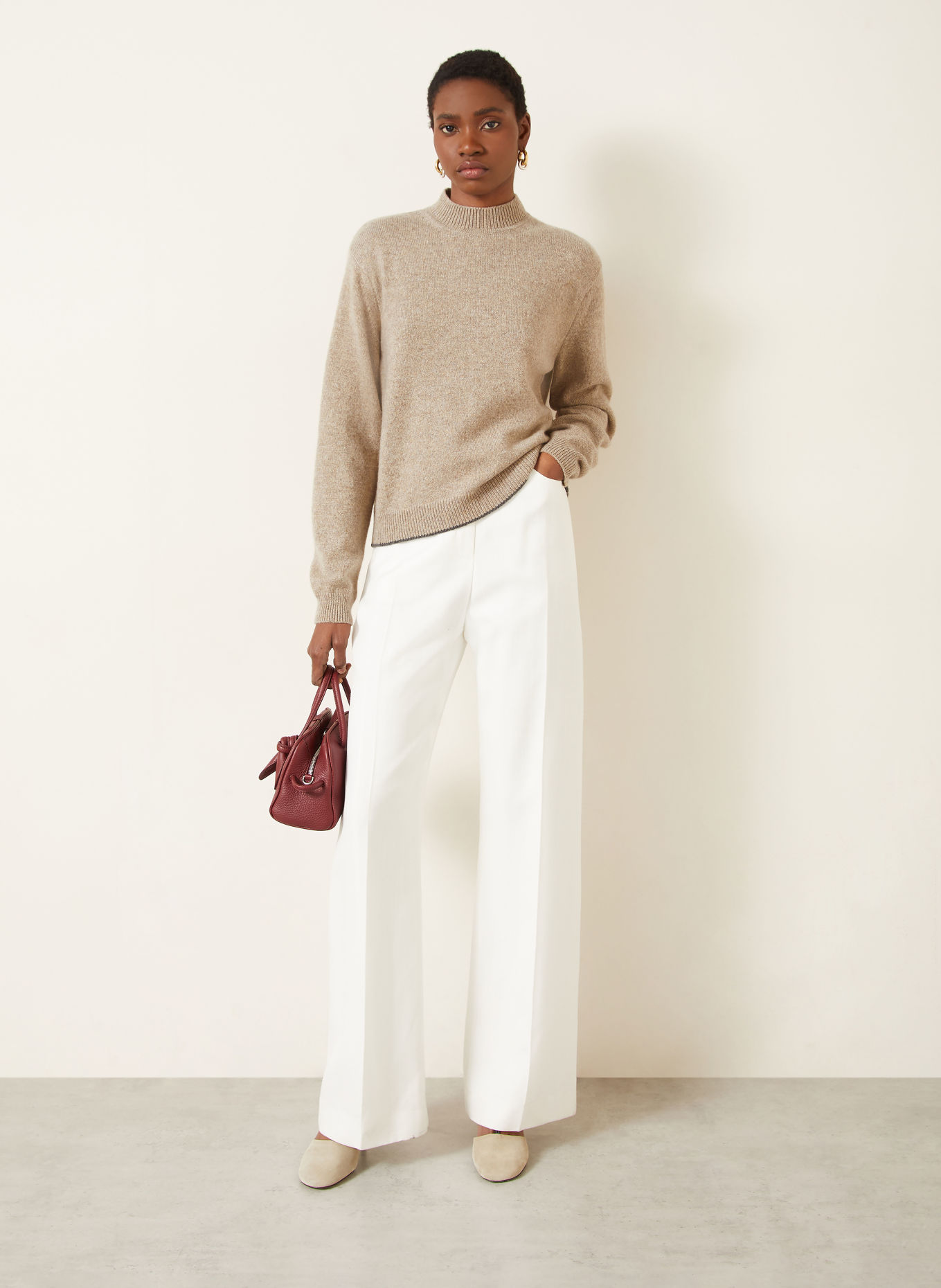 JACQUEMUS Cashmere Sweater LA MAILLE CACHEMIRE: LIGHT BROWN / GRAY