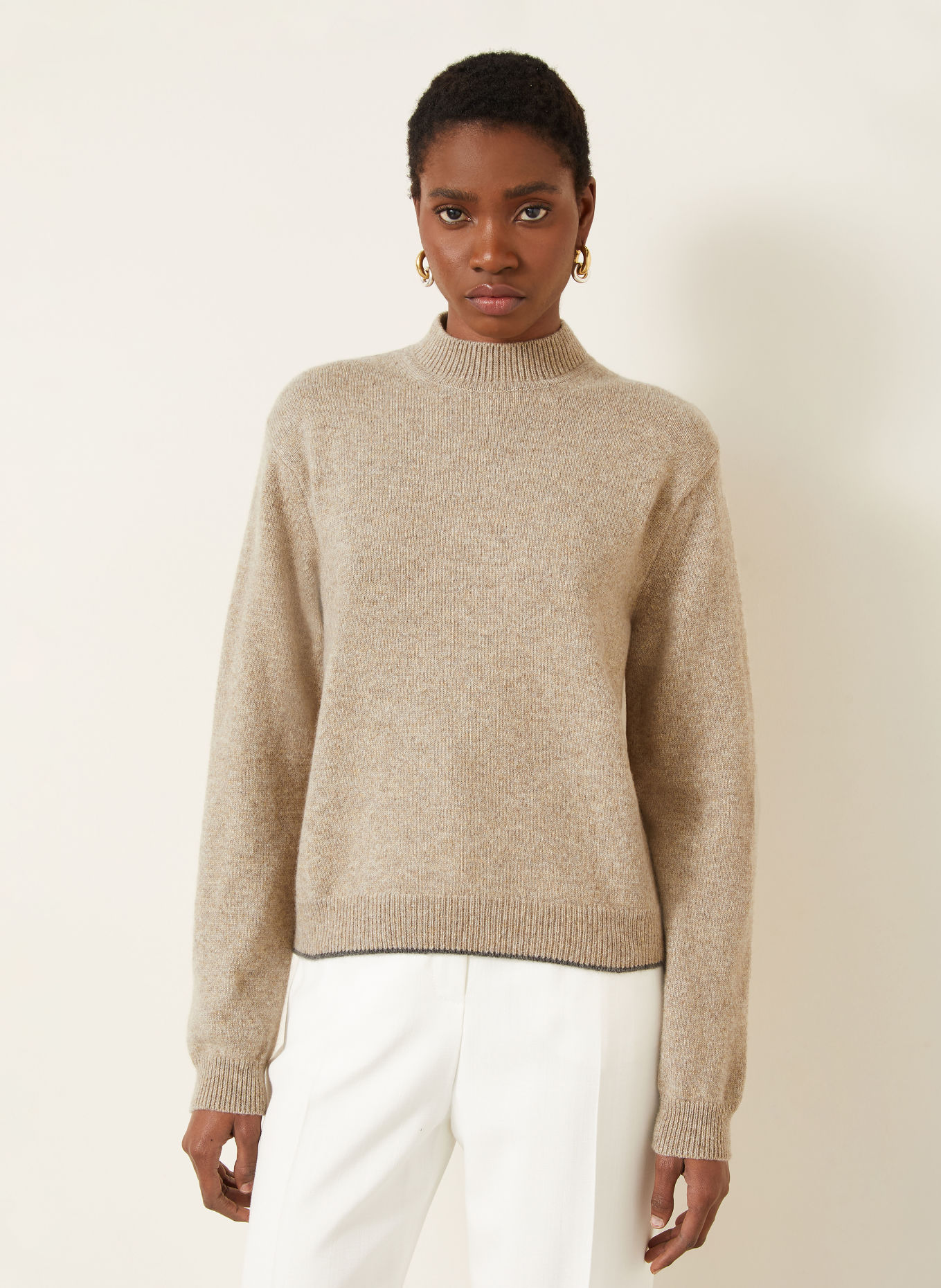JACQUEMUS Cashmere Sweater LA MAILLE CACHEMIRE: LIGHT BROWN / GRAY
