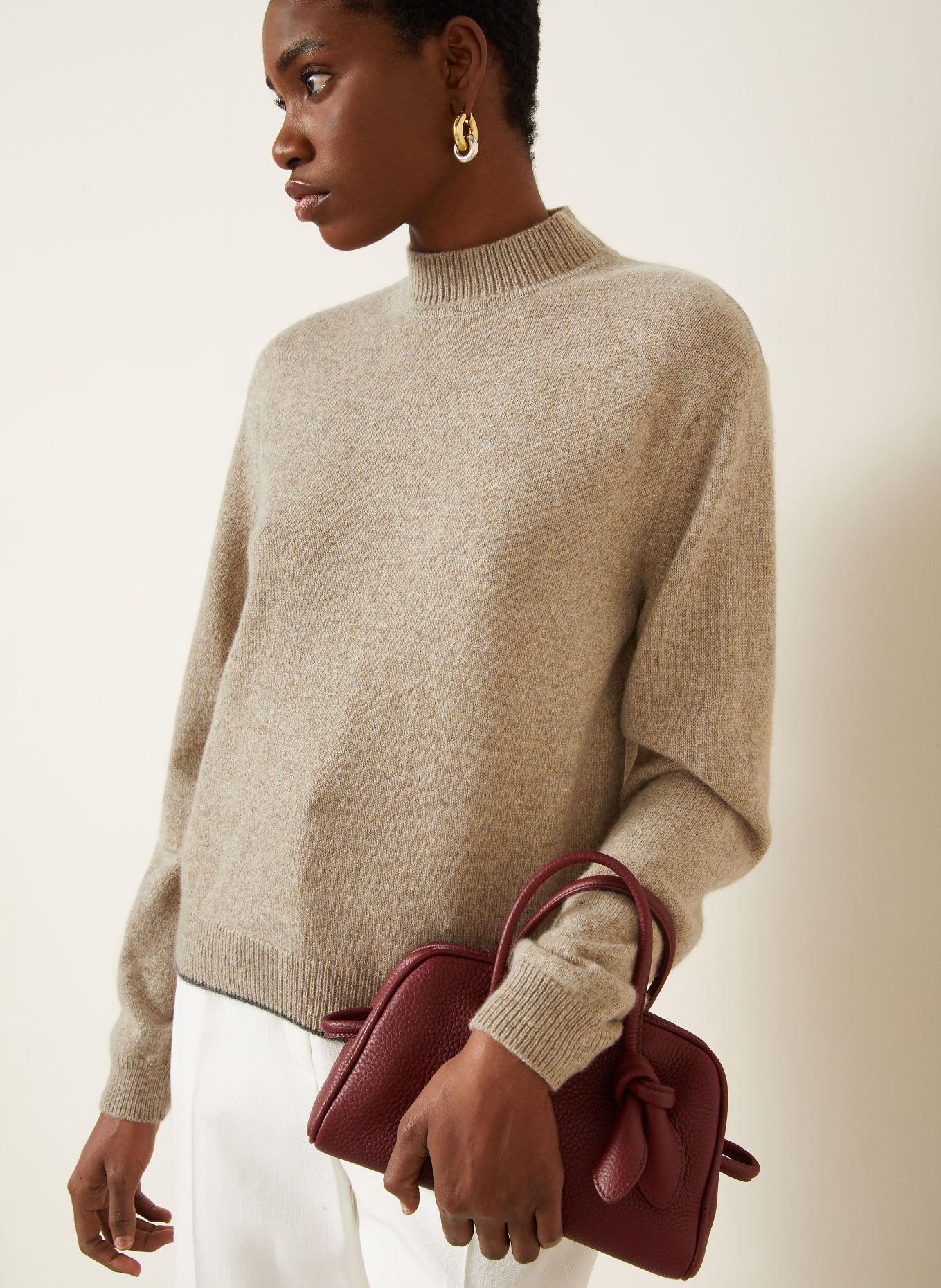 JACQUEMUS Cashmere Sweater LA MAILLE CACHEMIRE: LIGHT BROWN / GRAY