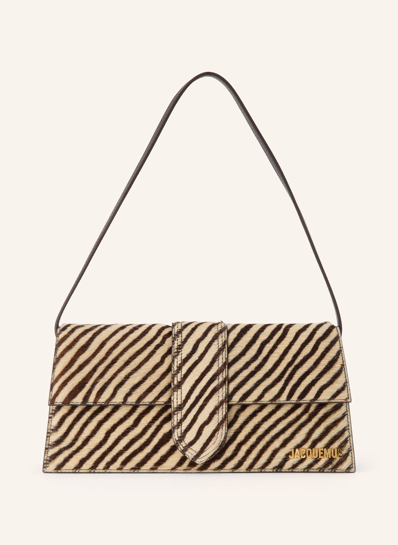 JACQUEMUS LE BAMBINO LONG Shoulder Bag: BEIGE / DARK BROWN