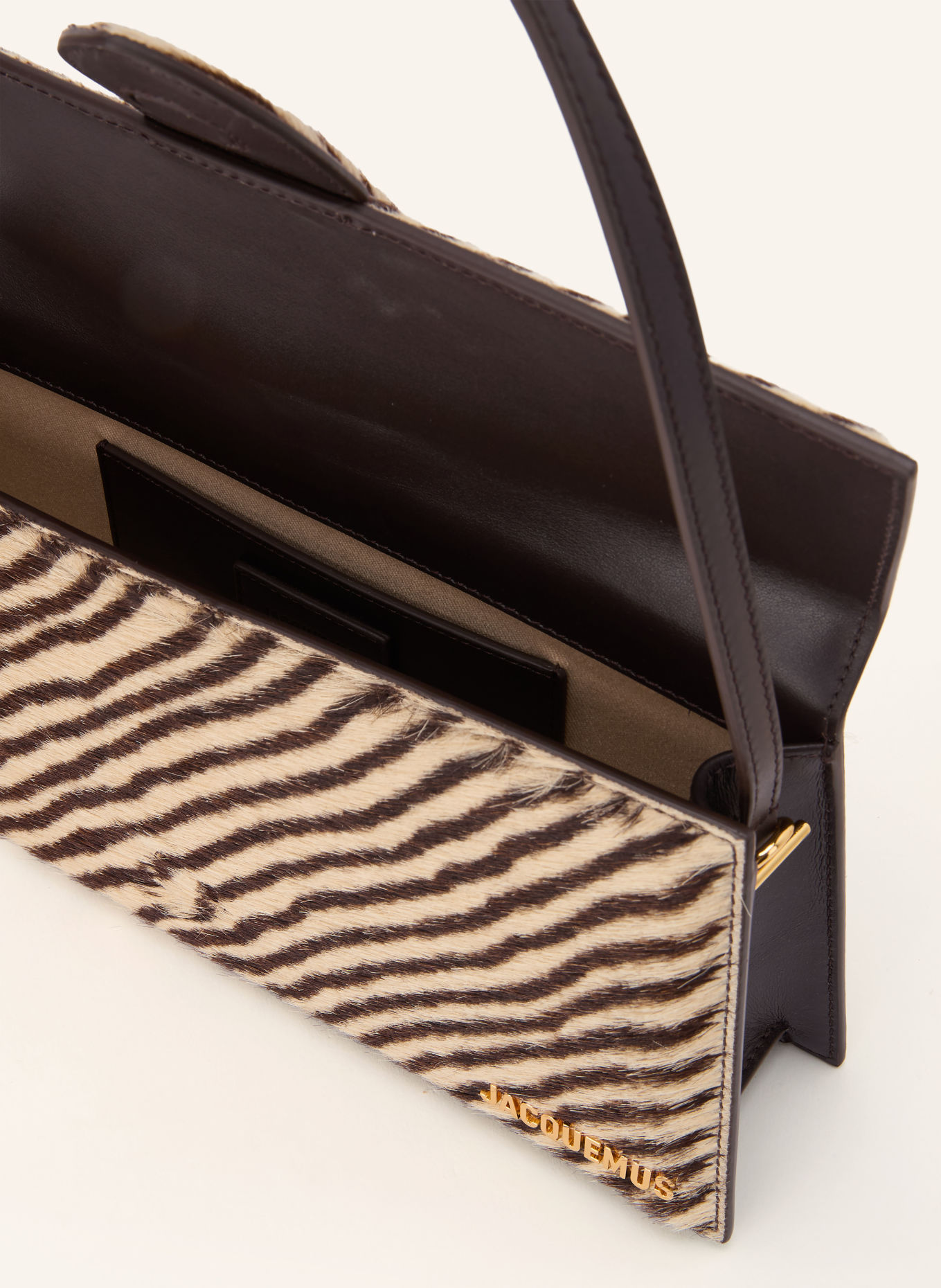 JACQUEMUS LE BAMBINO LONG Shoulder Bag: BEIGE / DARK BROWN
