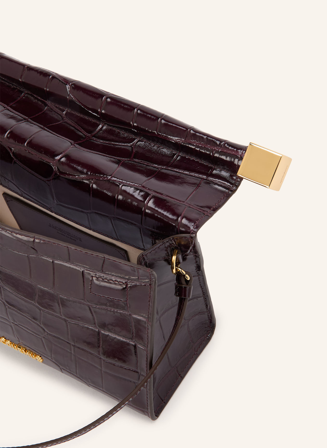 JACQUEMUS Clutch LE SAC ROND CARRE: DARK RED / GOLD