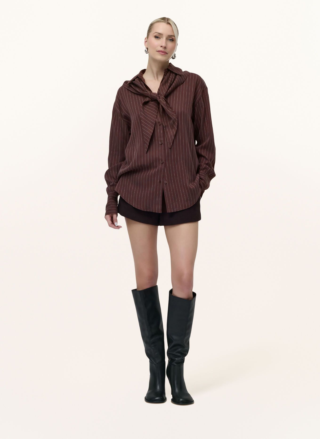 LeGer Studio BEYOND Shirt blouse: DARK BROWN / WHITE