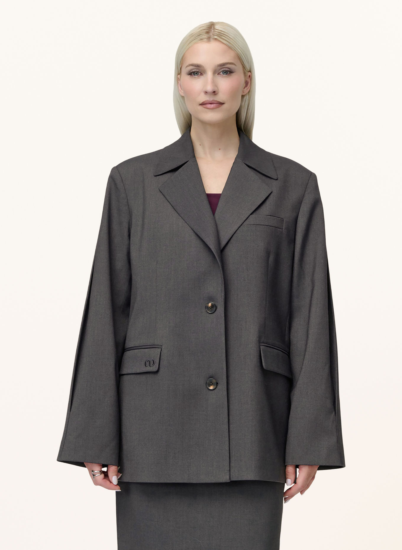 LeGer Studio allie Oversized Blazer: DARK GRAY