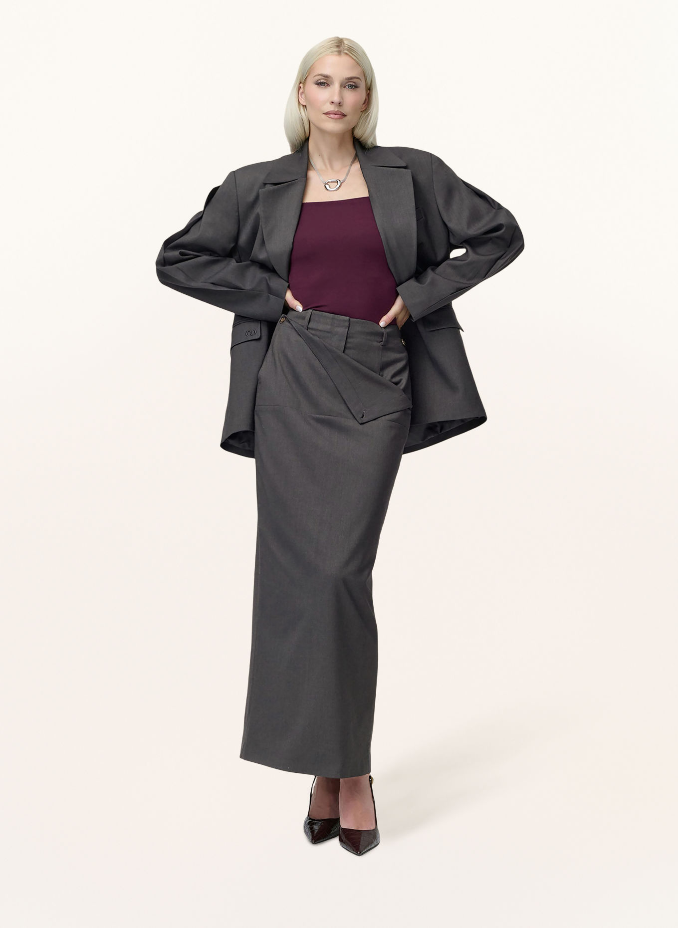 LeGer Studio allie Oversized Blazer: DARK GRAY