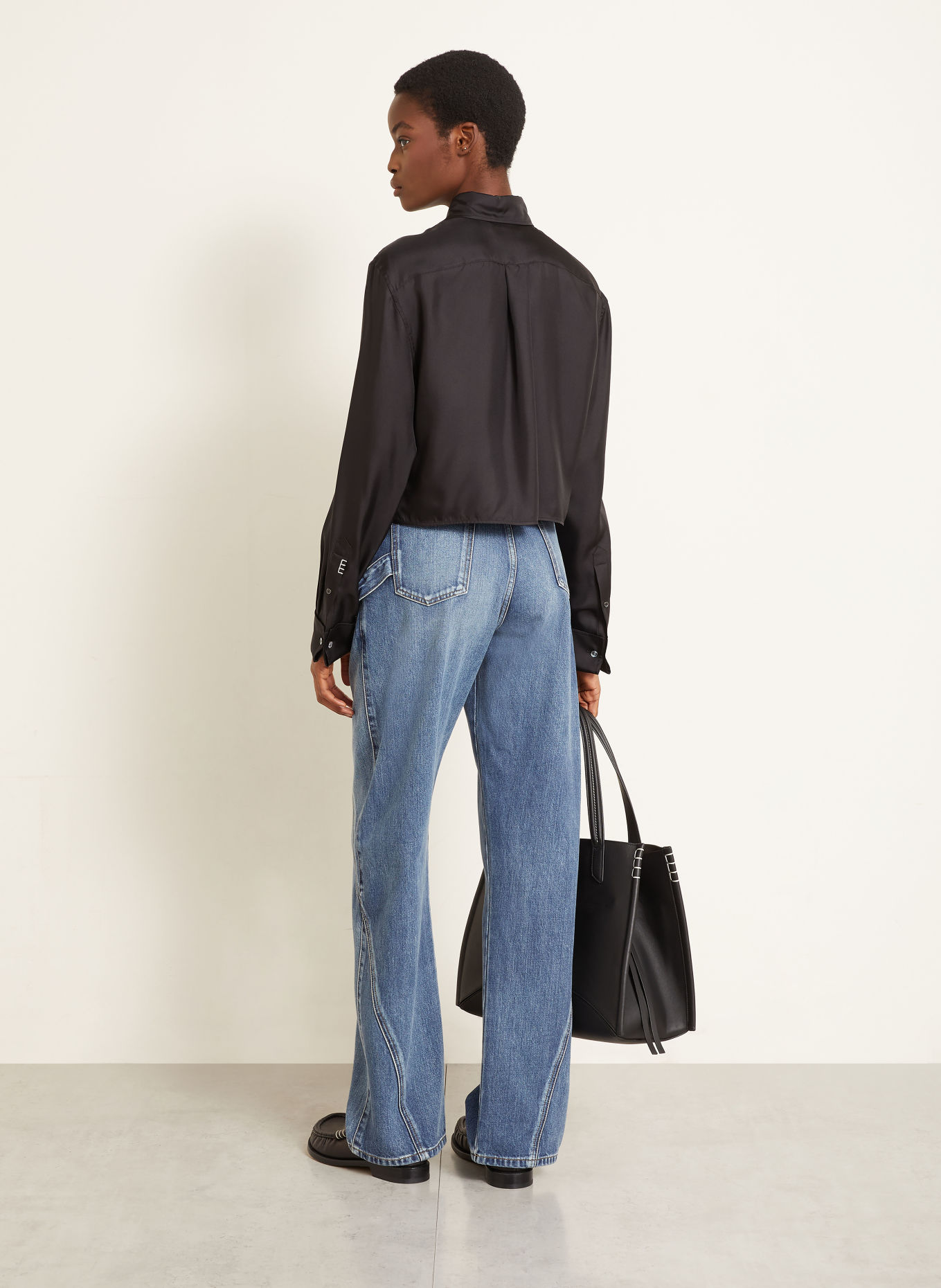 JW ANDERSON Hemdbluse aus Seide mit Umschlagmanschette: SCHWARZ