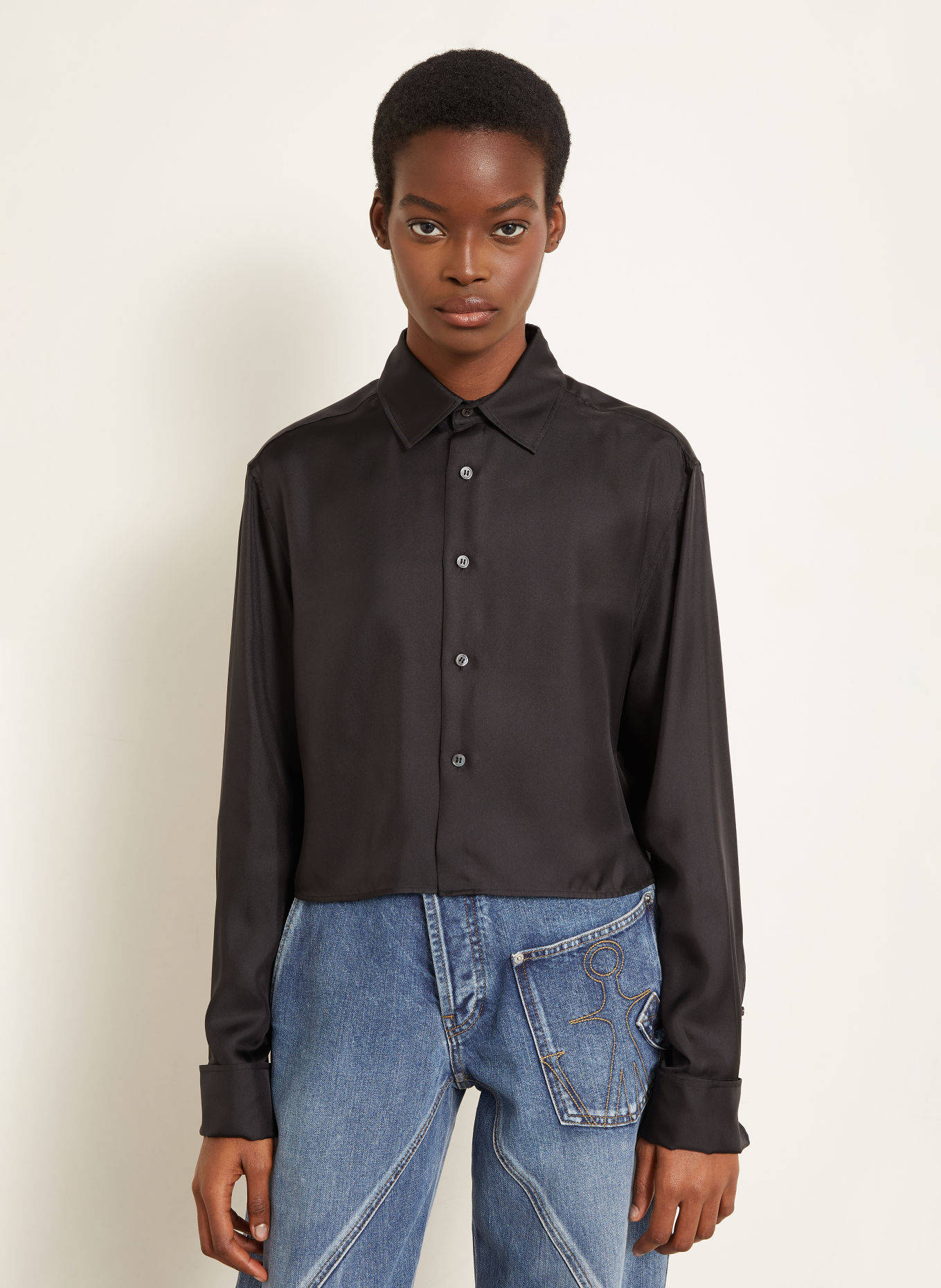 JW ANDERSON Hemdbluse aus Seide mit Umschlagmanschette: SCHWARZ