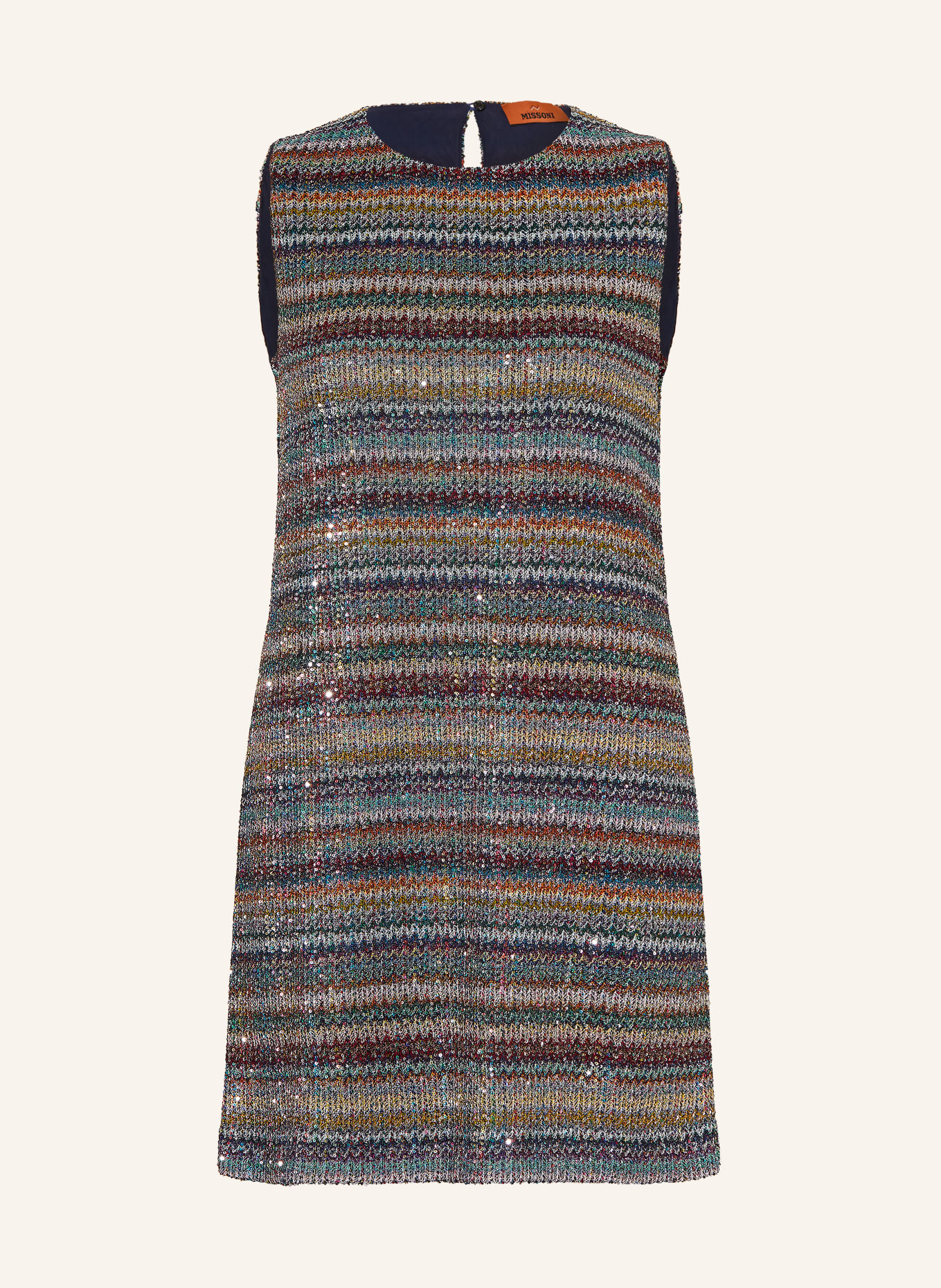 MISSONI Knit dress with sequins and glittery yarn: LIGHT GRAY / DARK RED / BLUE