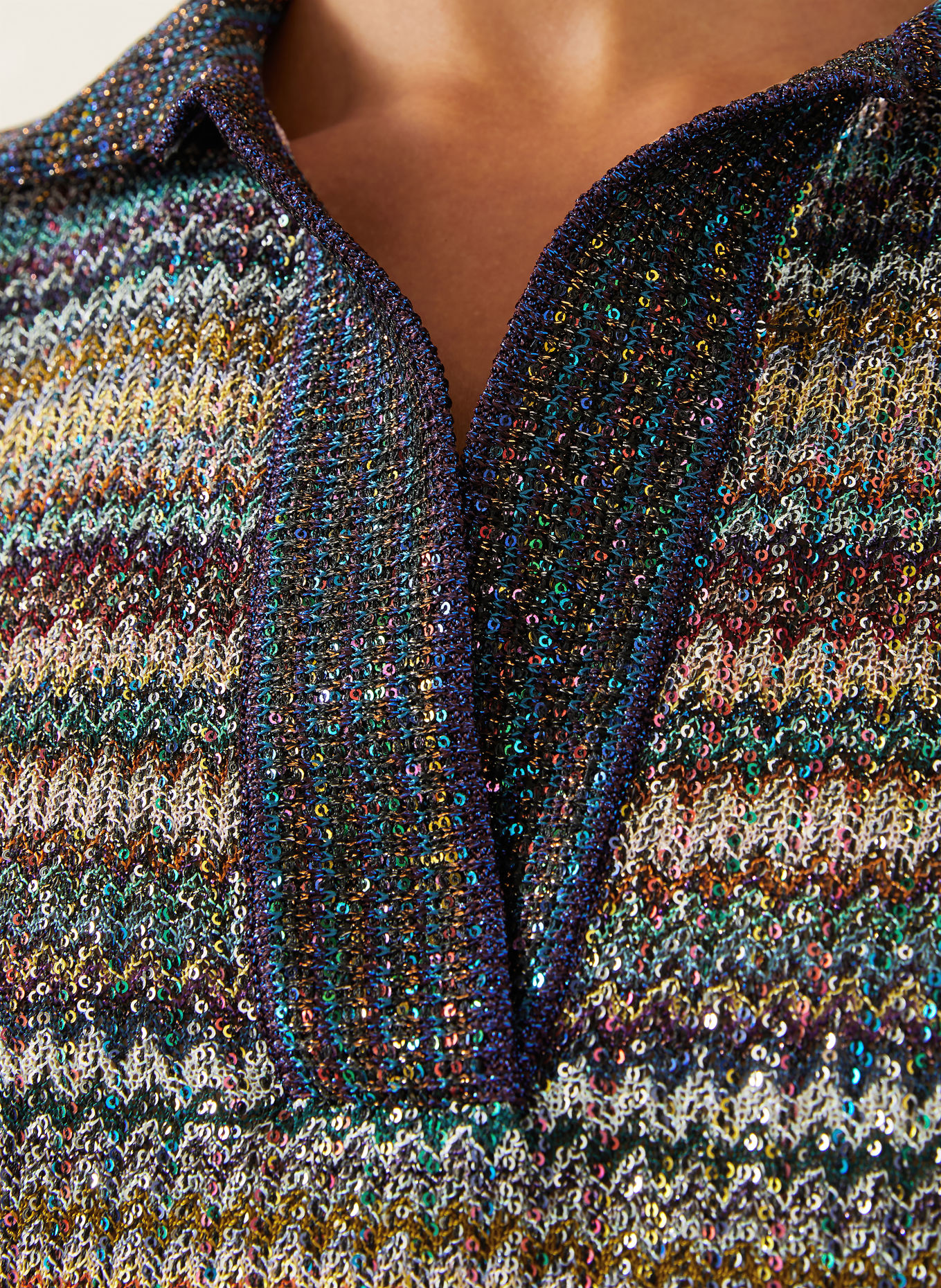 MISSONI Sweater with sequins and glittery yarn: LIGHT GRAY / DARK RED / DARK BLUE