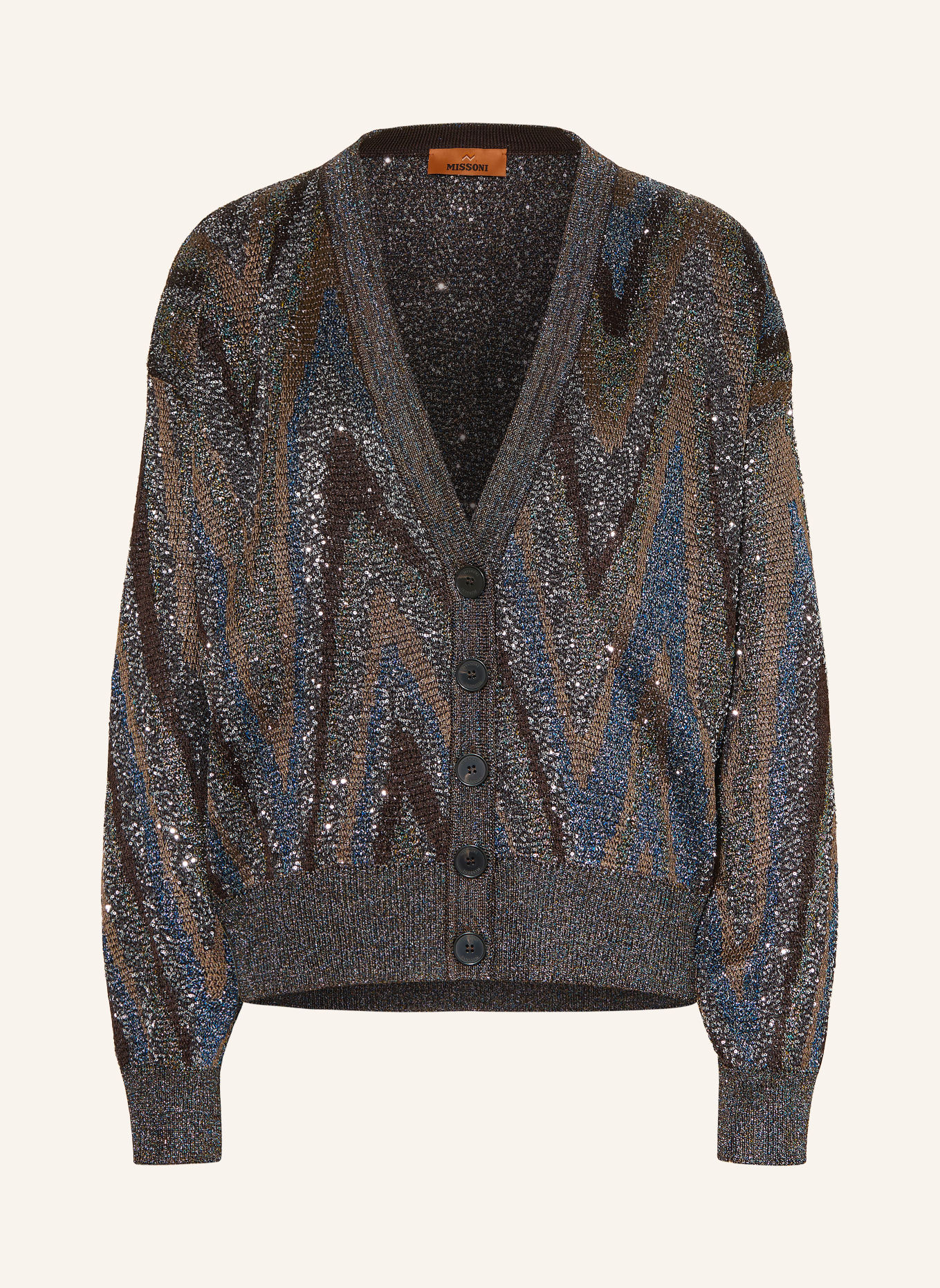 MISSONI Cardigan with sequins and glitter yarn: DARK BROWN / BROWN / DARK BLUE