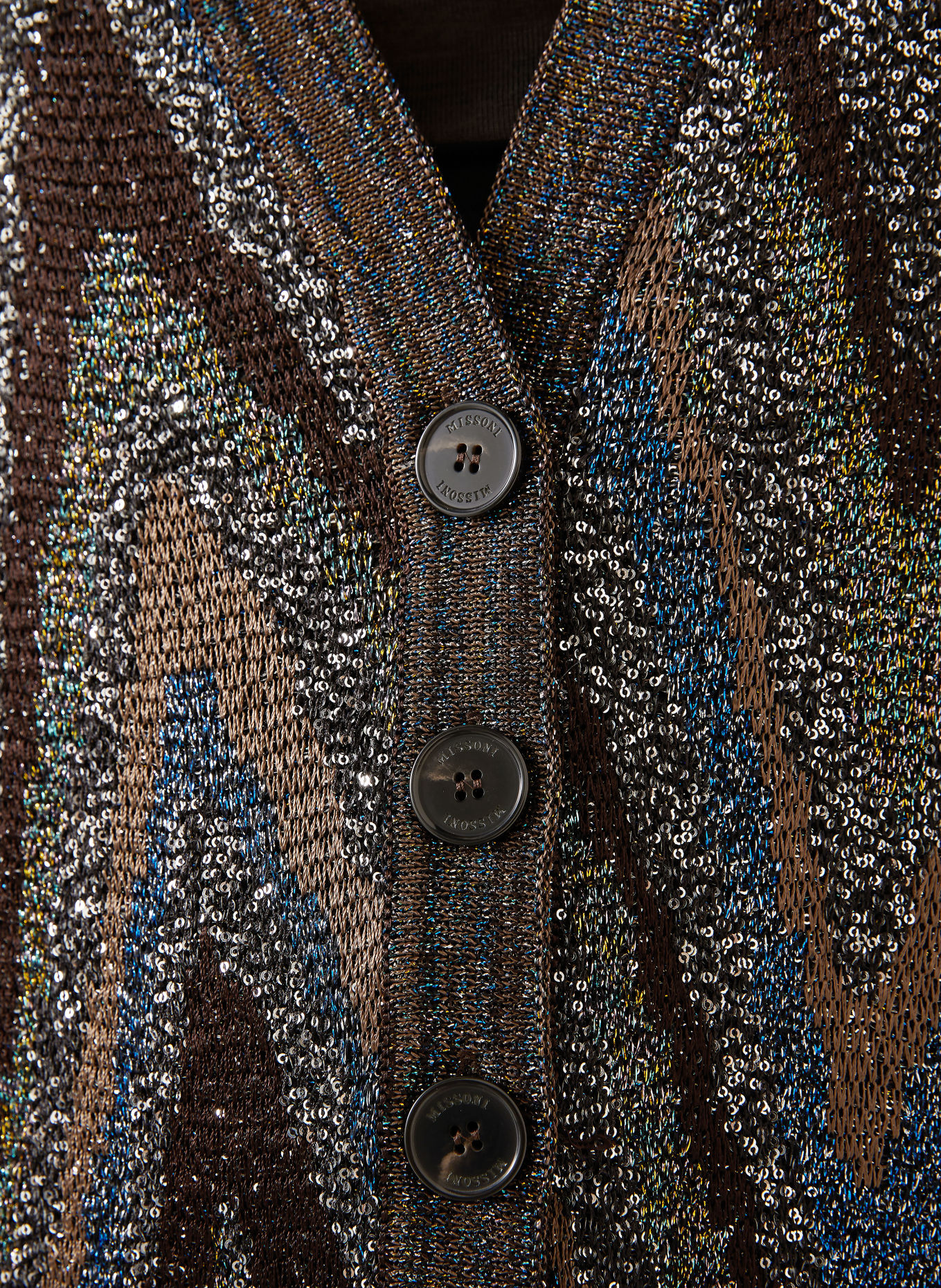 MISSONI Cardigan with sequins and glitter yarn: DARK BROWN / BROWN / DARK BLUE