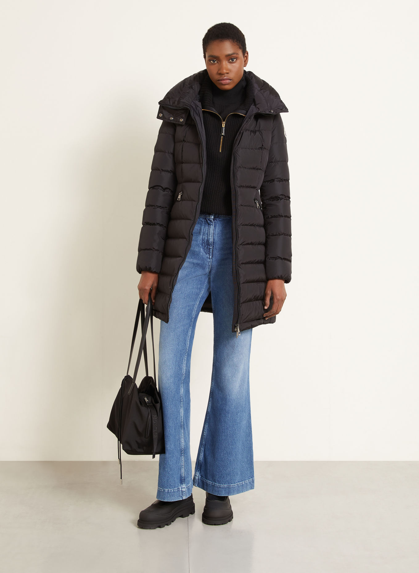 MONCLER FLAMMETTE Down coat: BLACK