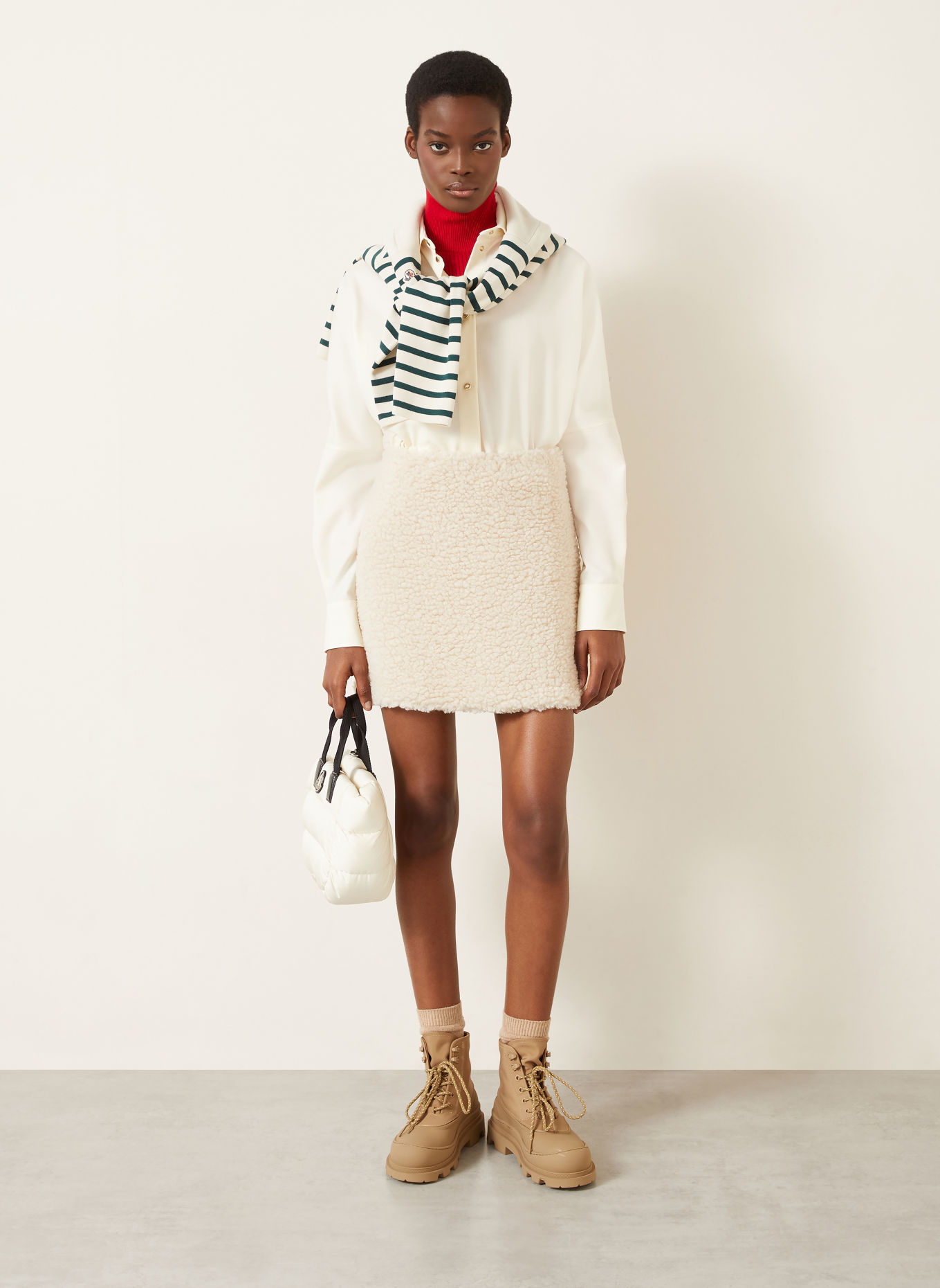MONCLER Teddyfell-Rock: ECRU