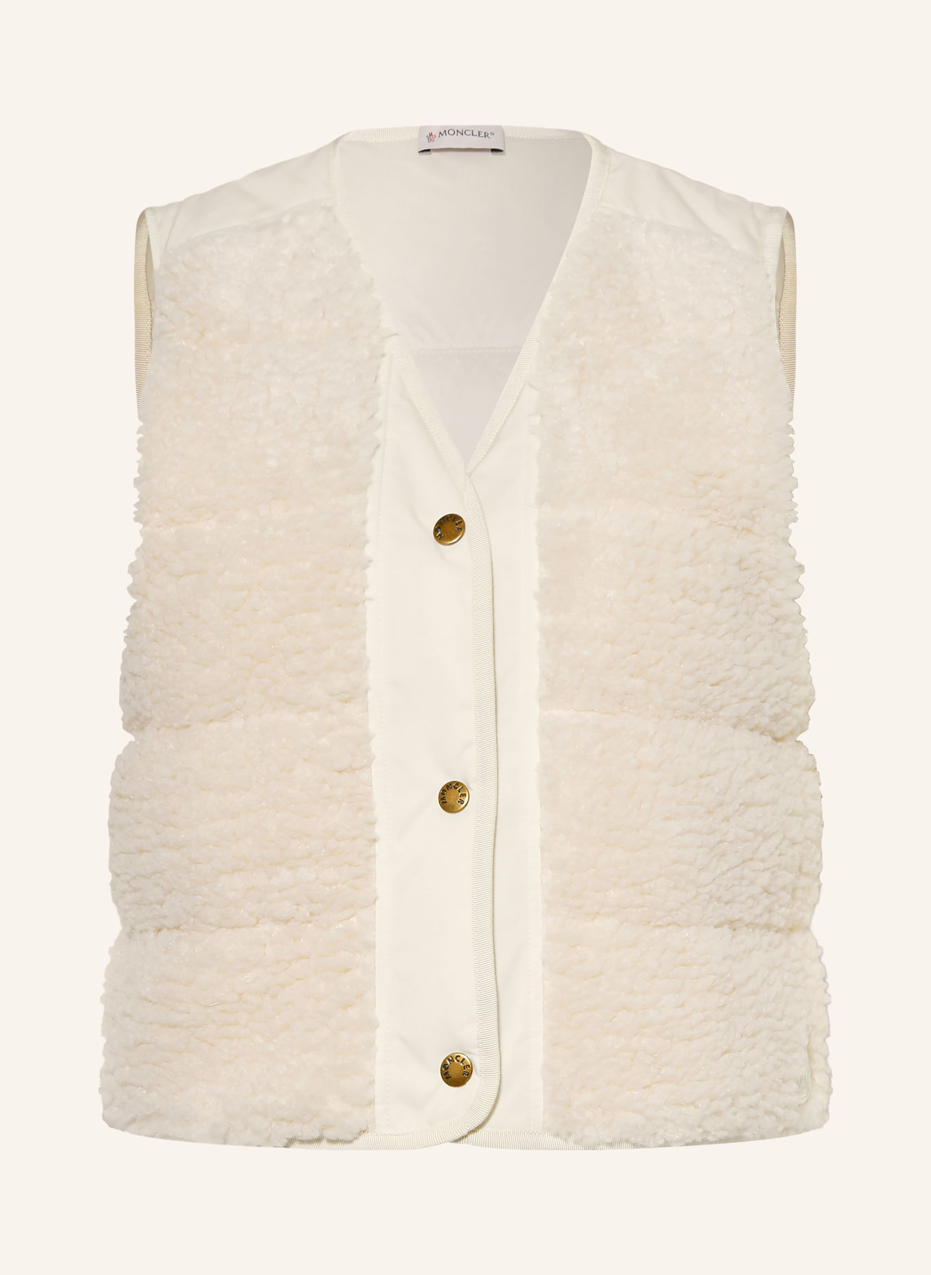 MONCLER Bodywarmer van teddybont: ECRU