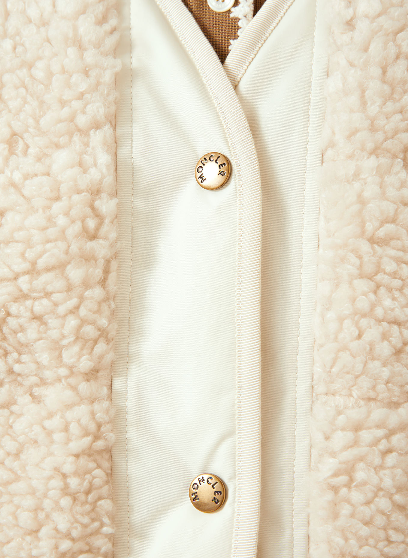 MONCLER Bodywarmer van teddybont: ECRU