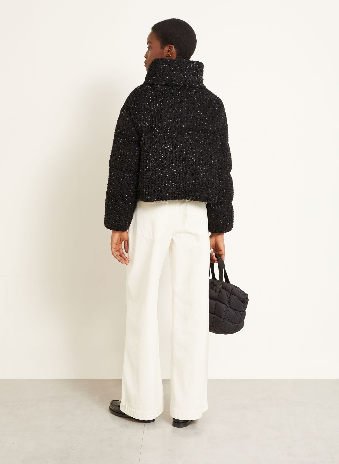 MONCLER ALMEE-donsjas met glittergaren: ZWART