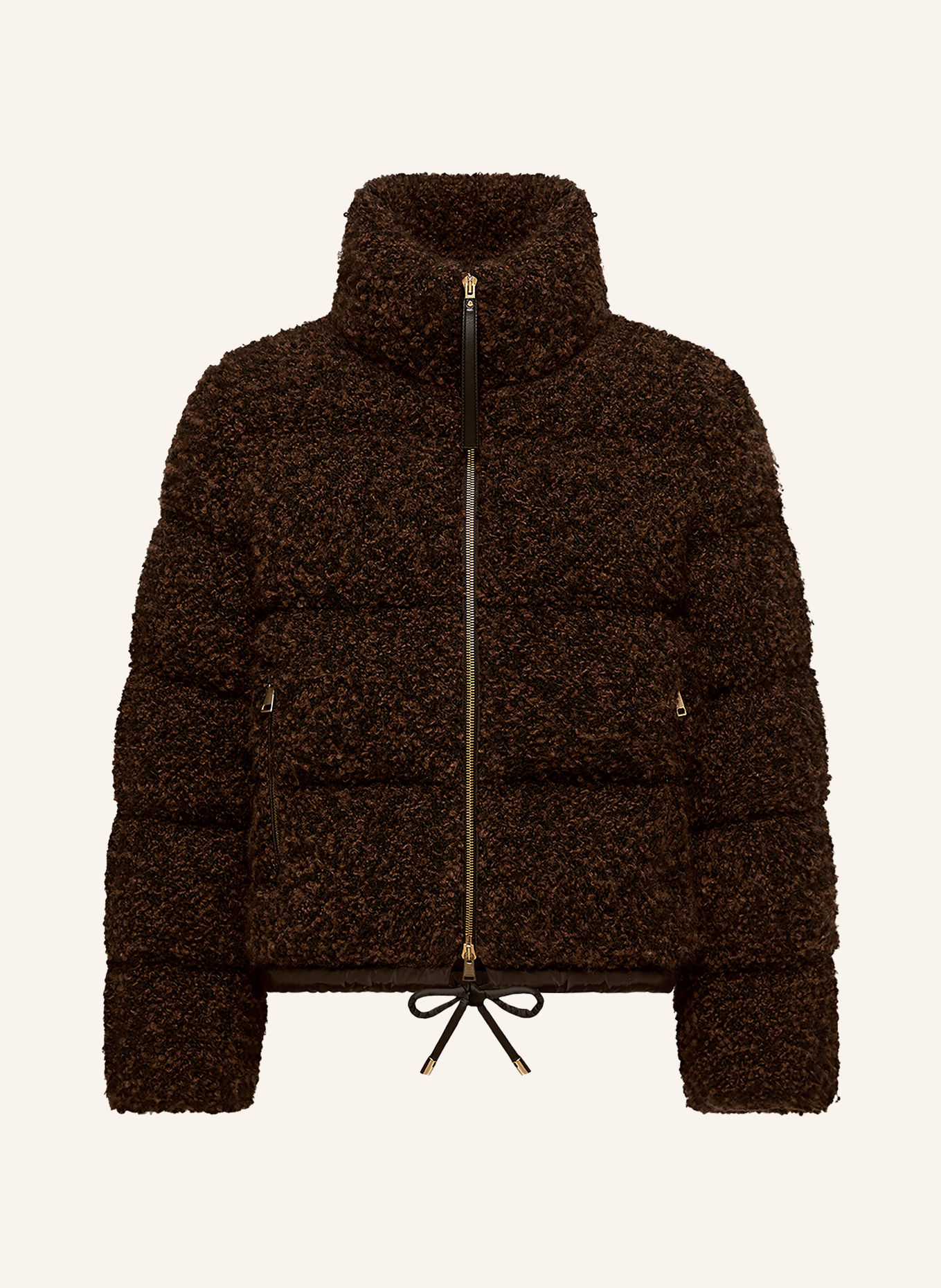 MONCLER TRASCENDANCE Teddy Fur Jacket: DARK BROWN / BLACK