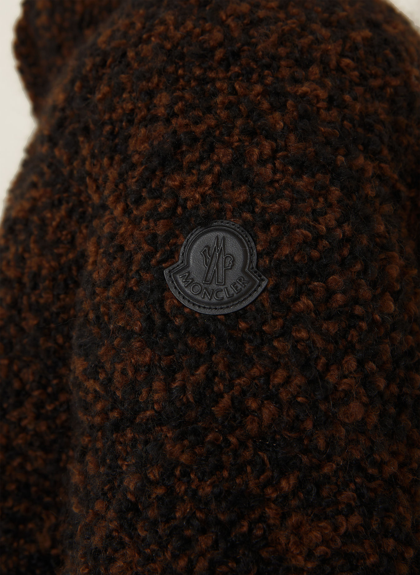 MONCLER Lightweight donsjas van bouclé: ZWART / BRUIN