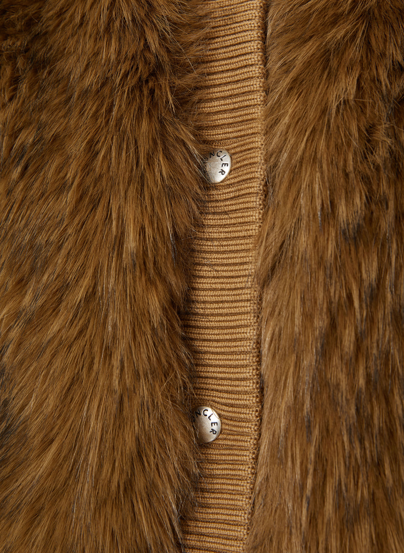 MONCLER Kunstfell-Weste im Materialmix: BRAUN