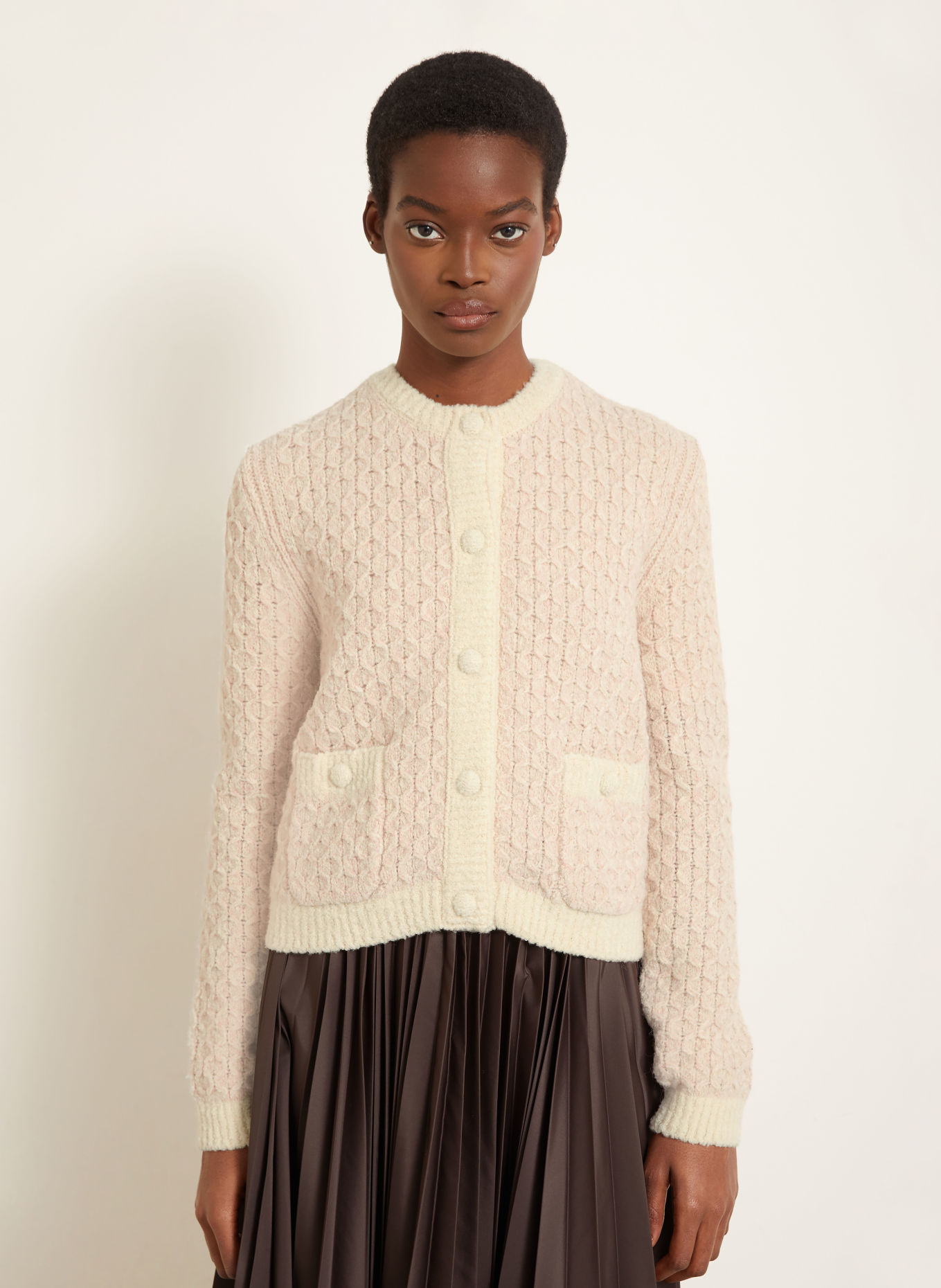 MONCLER Strickjacke: ECRU / HELLROSA
