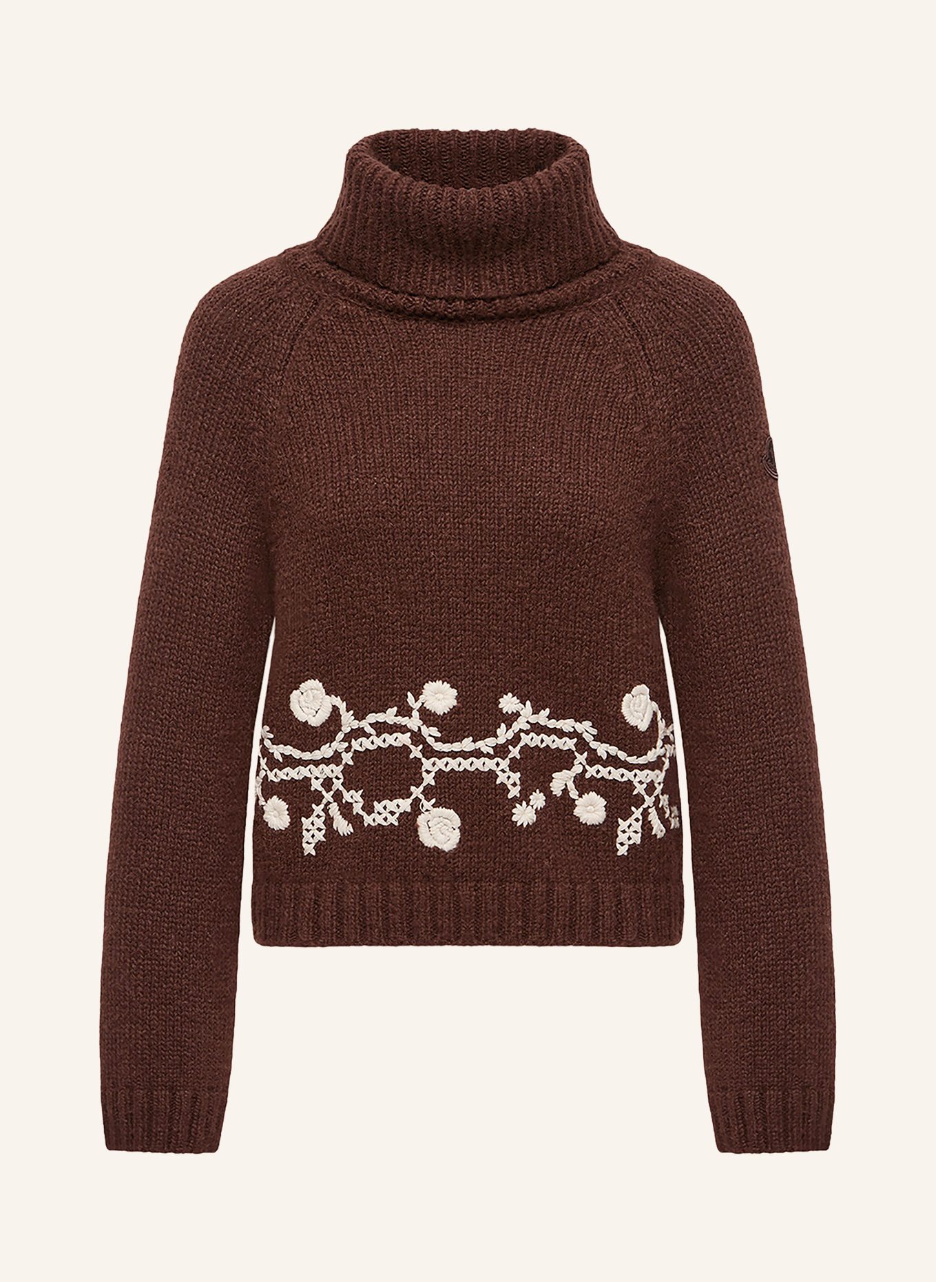 MONCLER Pull à col roulé en alpaga: MARRON FONCÉ / GRIS CLAIR