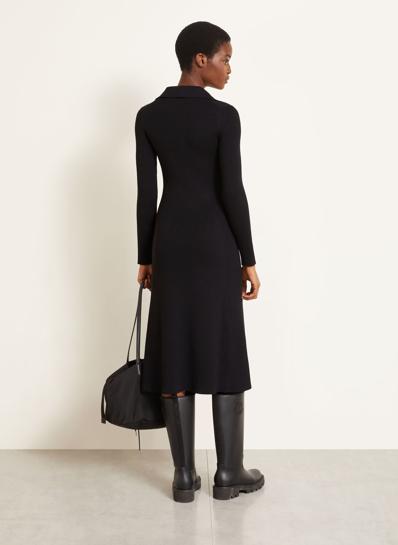 MONCLER Robe en maille: BLEU FONCÉ