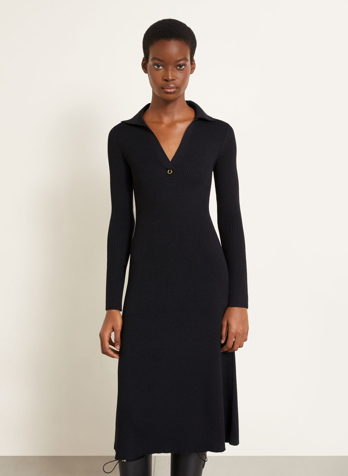 MONCLER Robe en maille: BLEU FONCÉ