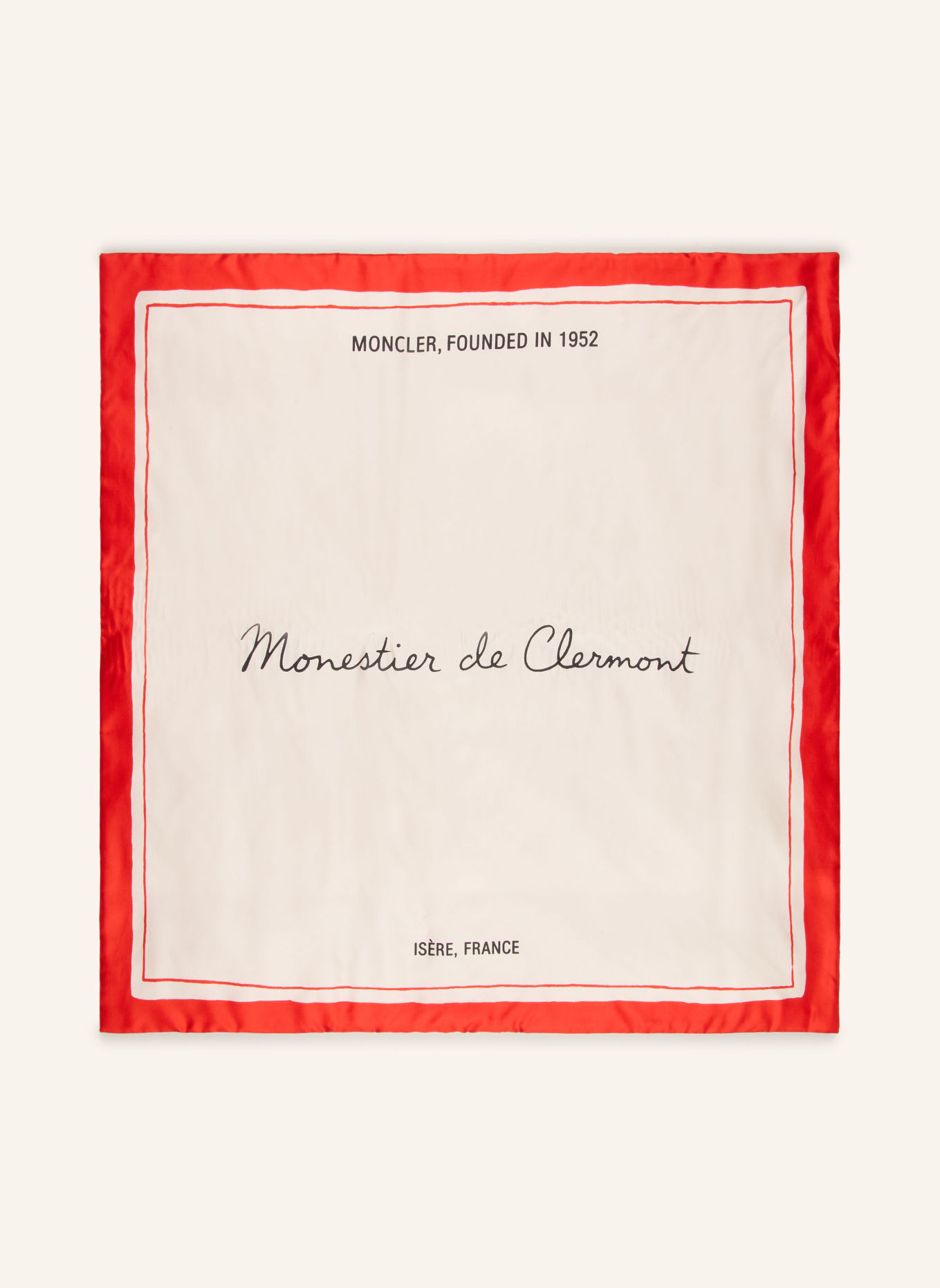 MONCLER Silk scarf: ECRU / RED