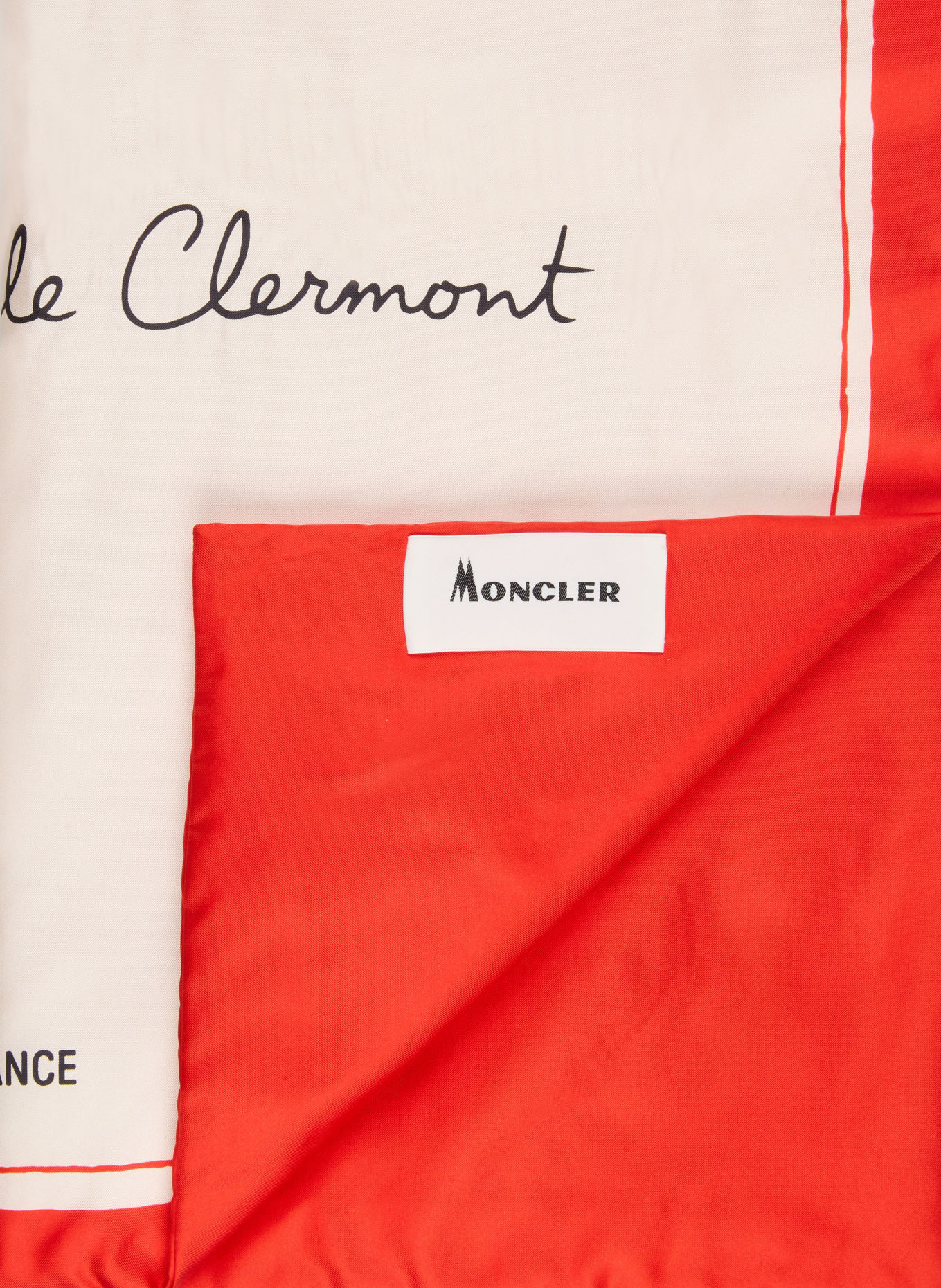 MONCLER Silk scarf: ECRU / RED