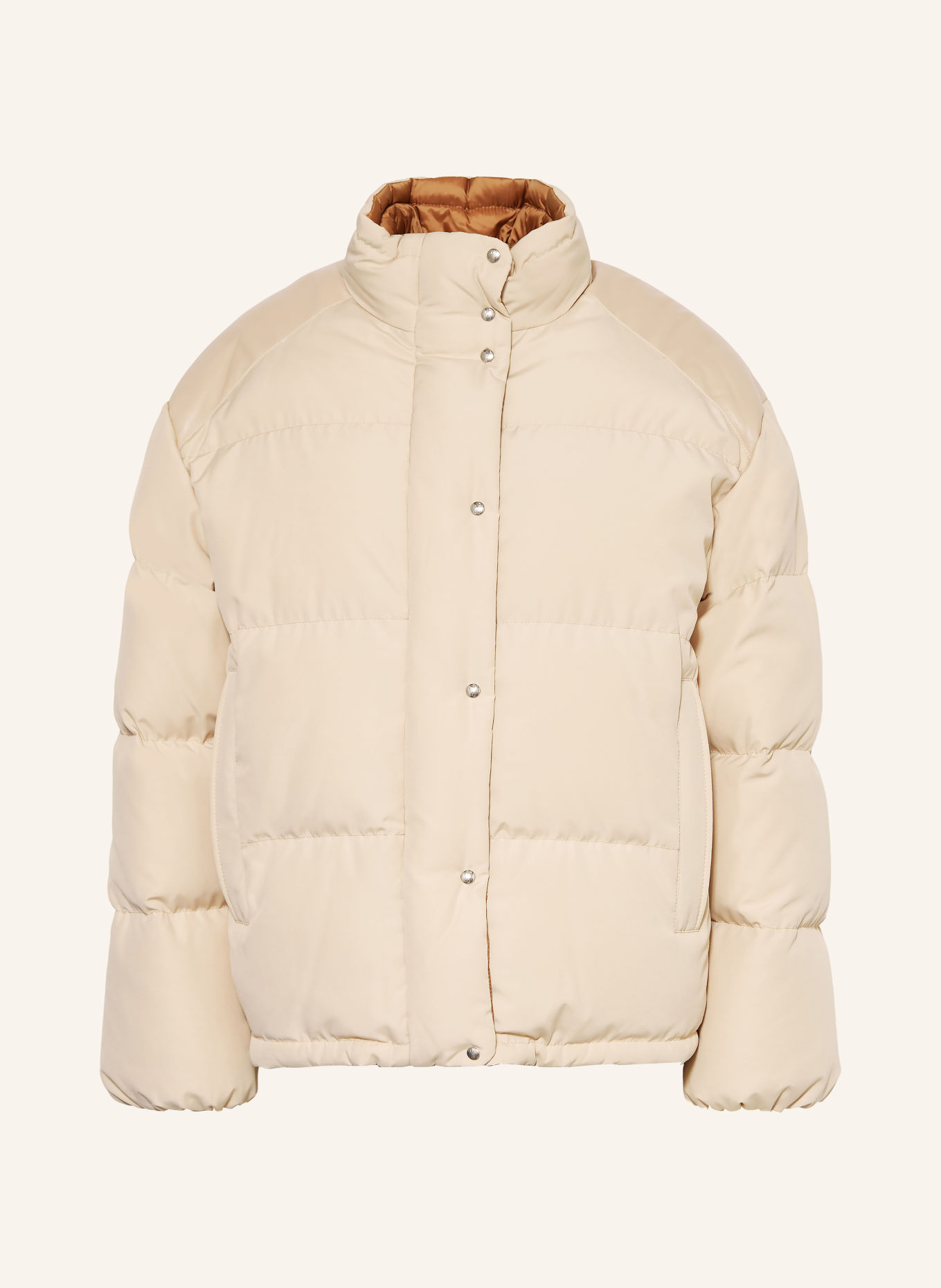 MONCLER VERONE Down Jacket with Leather: BEIGE