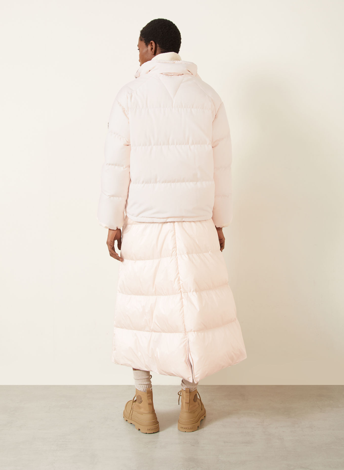 MONCLER Reversible down skirt: ROSE