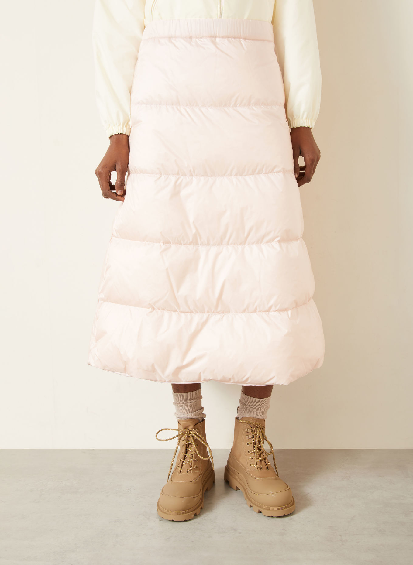 MONCLER Reversible down skirt: ROSE