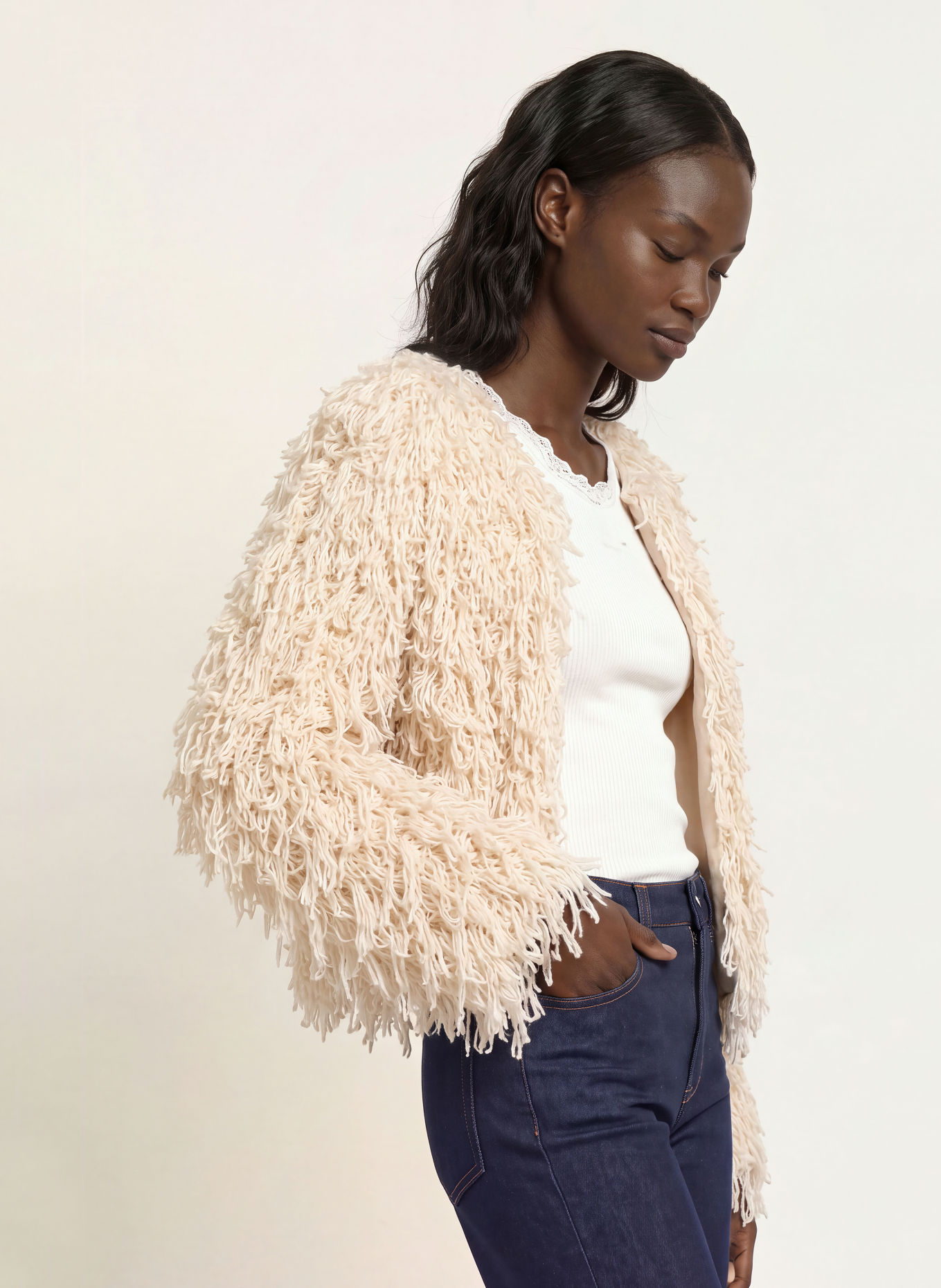 FRAME Strickjacke mit Alpaka: CREME