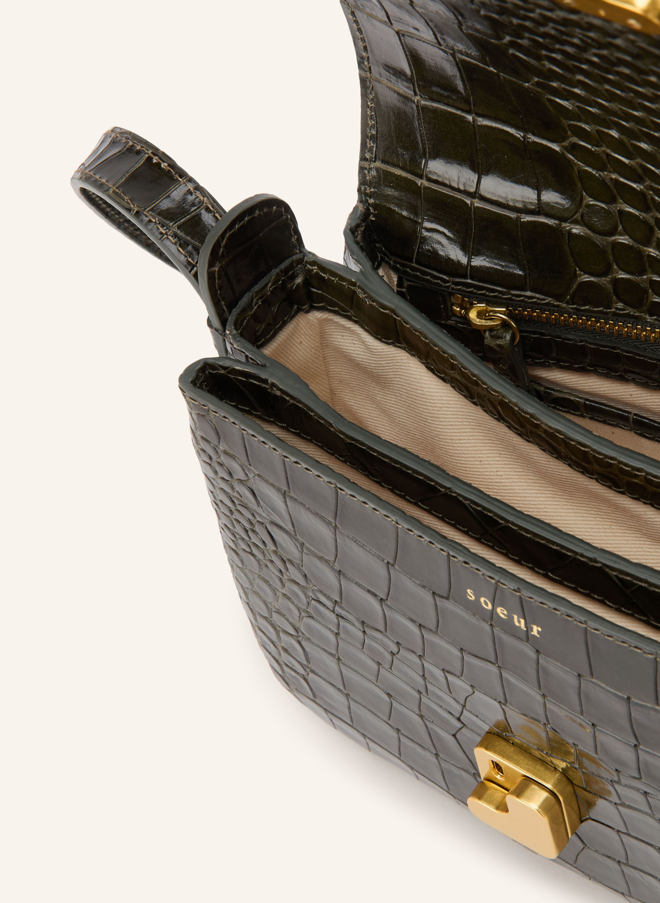 soeur  BELLISSIMA MINI Crossbody Bag: OLIVE / GOLD