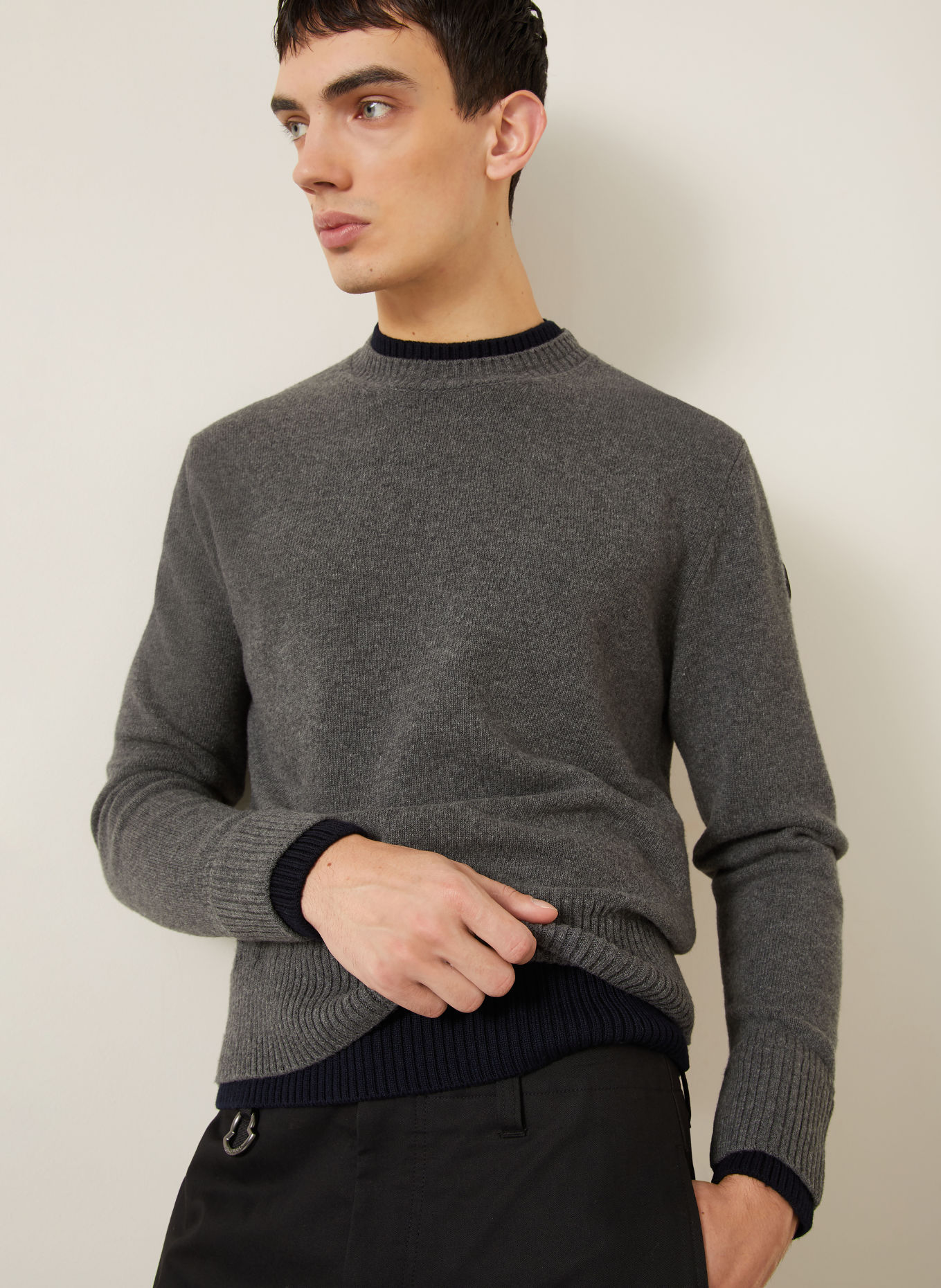 MONCLER Sweater: DARK GRAY / DARK BLUE