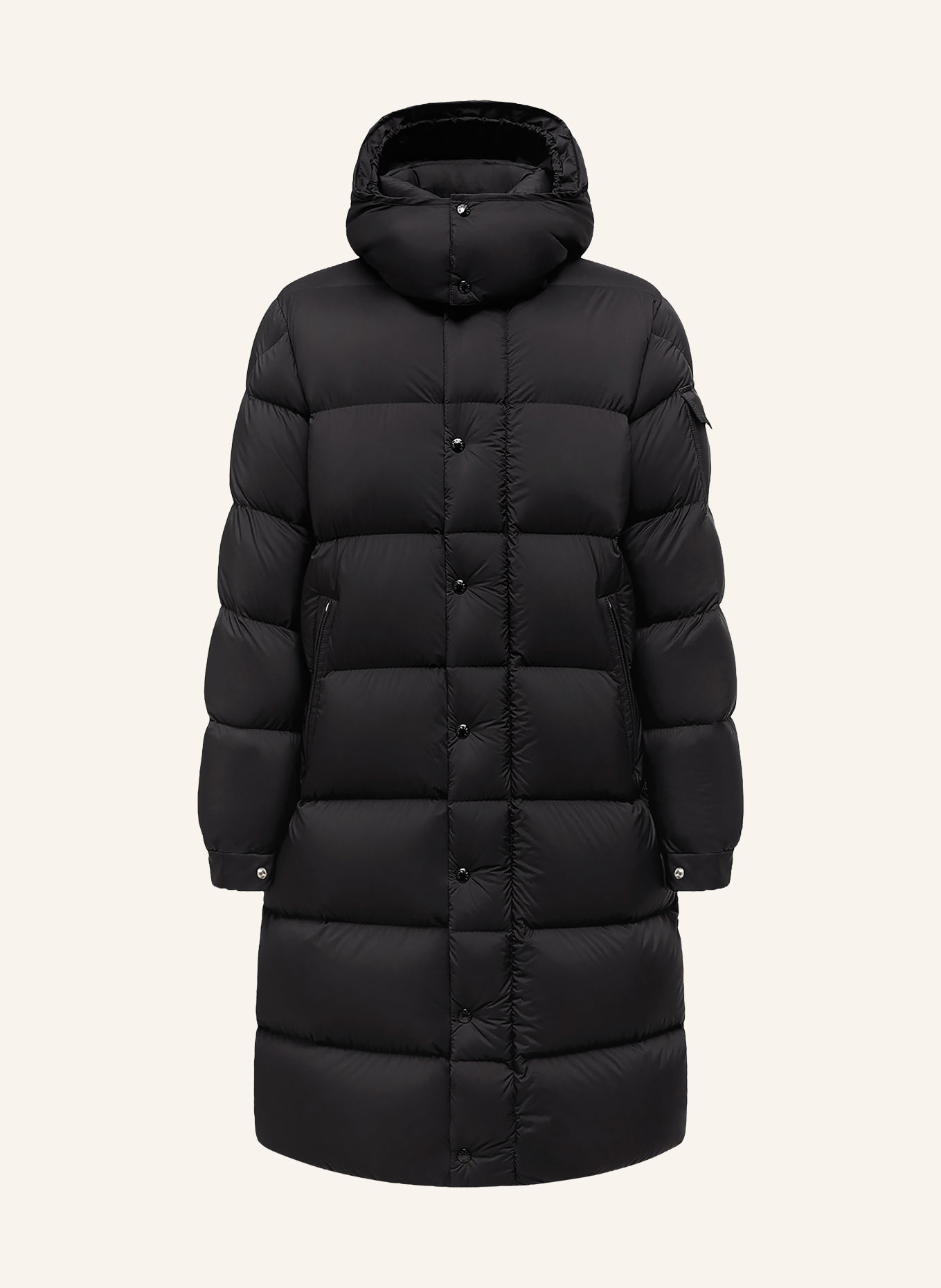MONCLER HANOVERIAN Donsmantel met afneembare capuchon: ZWART