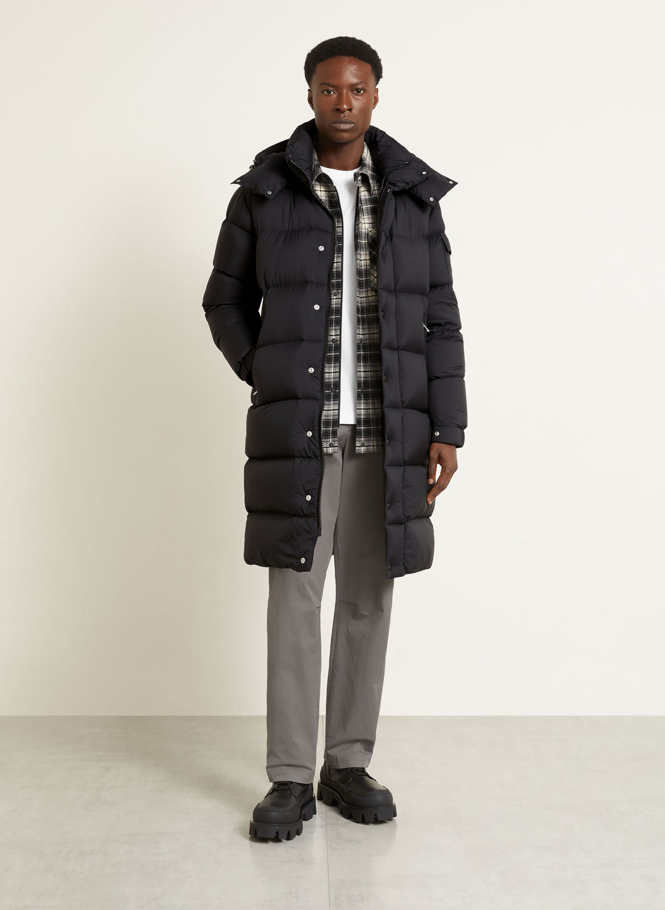 MONCLER HANOVERIAN Donsmantel met afneembare capuchon: ZWART
