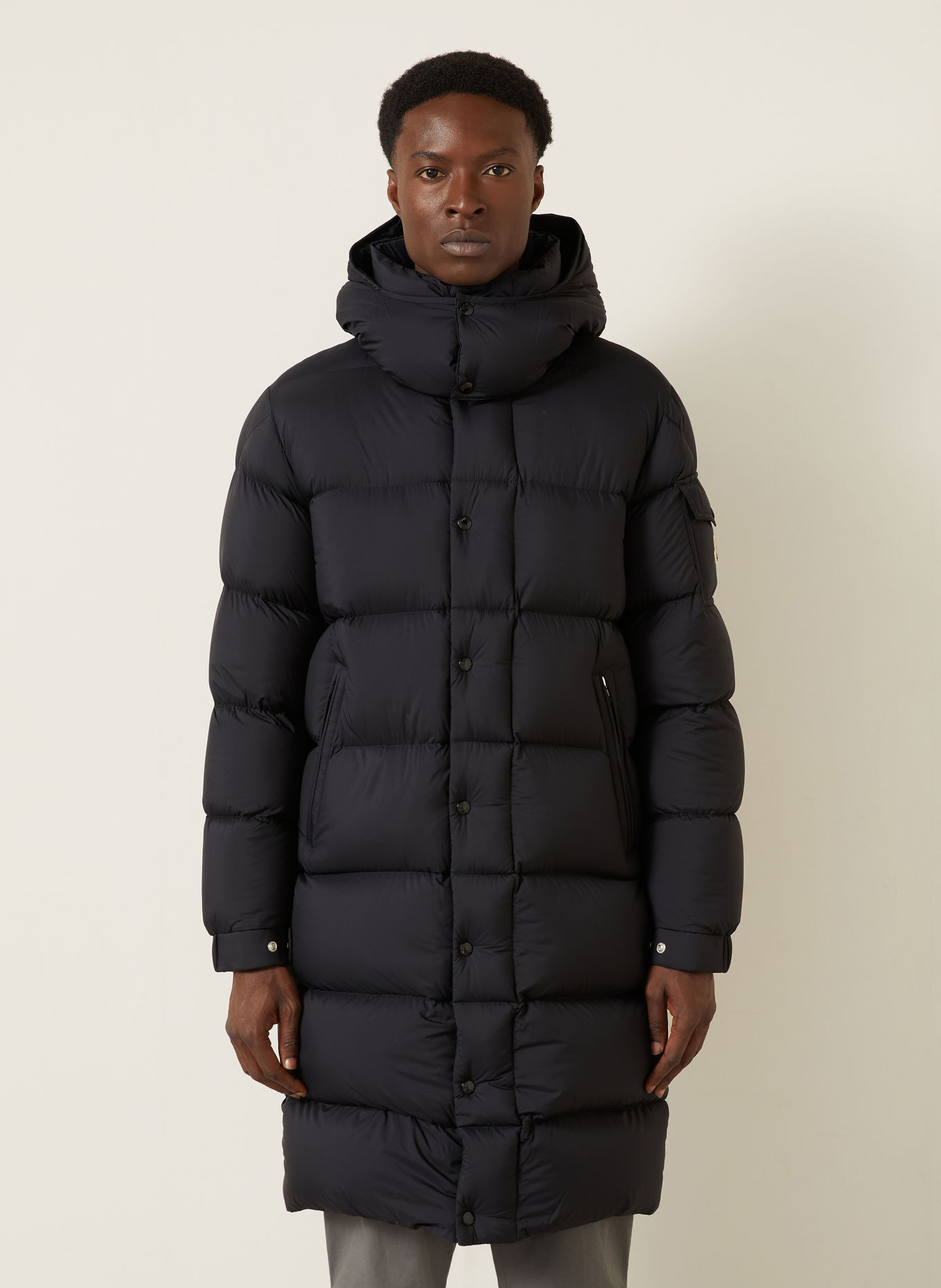 MONCLER HANOVERIAN Donsmantel met afneembare capuchon: ZWART