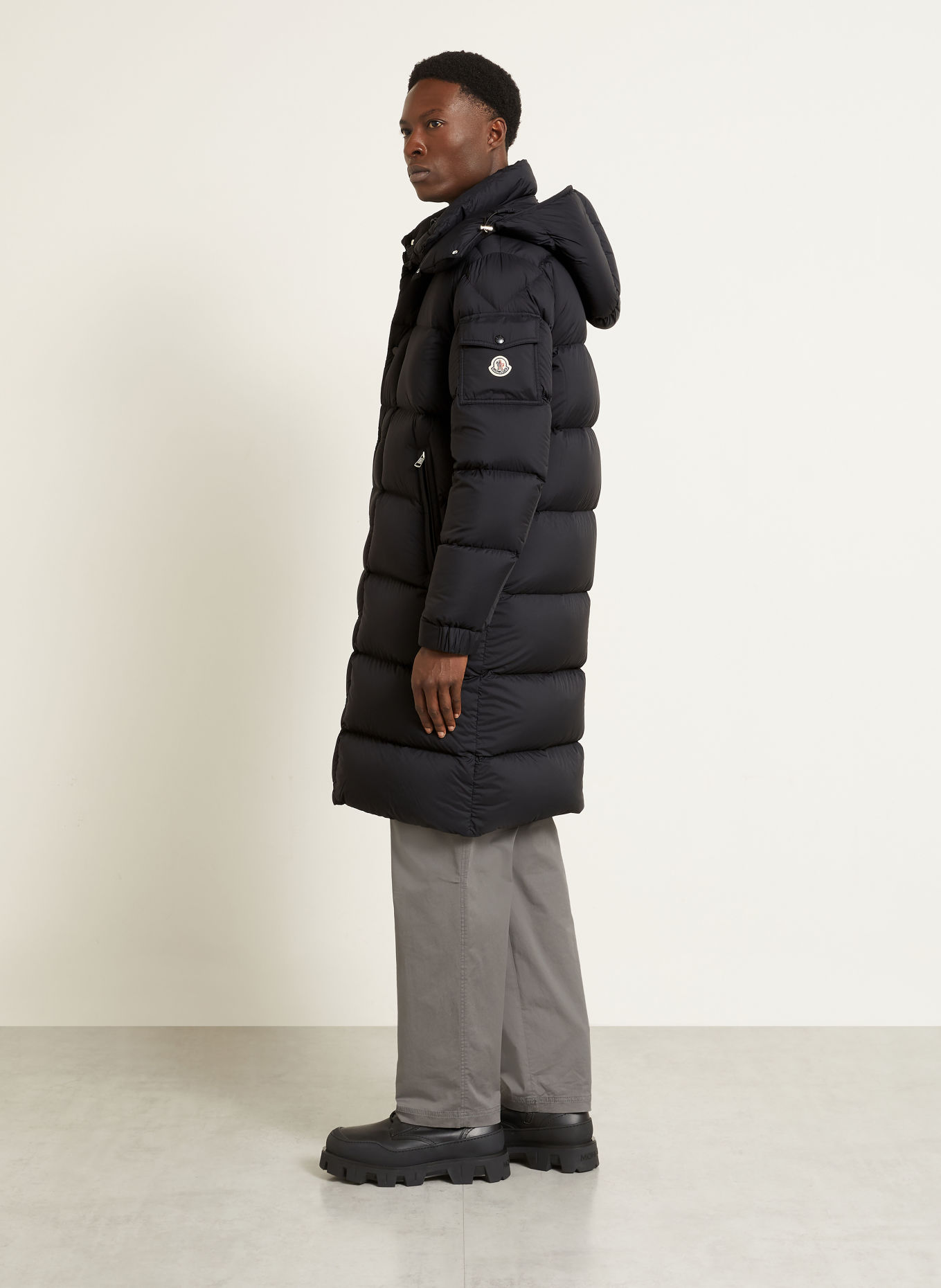 MONCLER HANOVERIAN Donsmantel met afneembare capuchon: ZWART