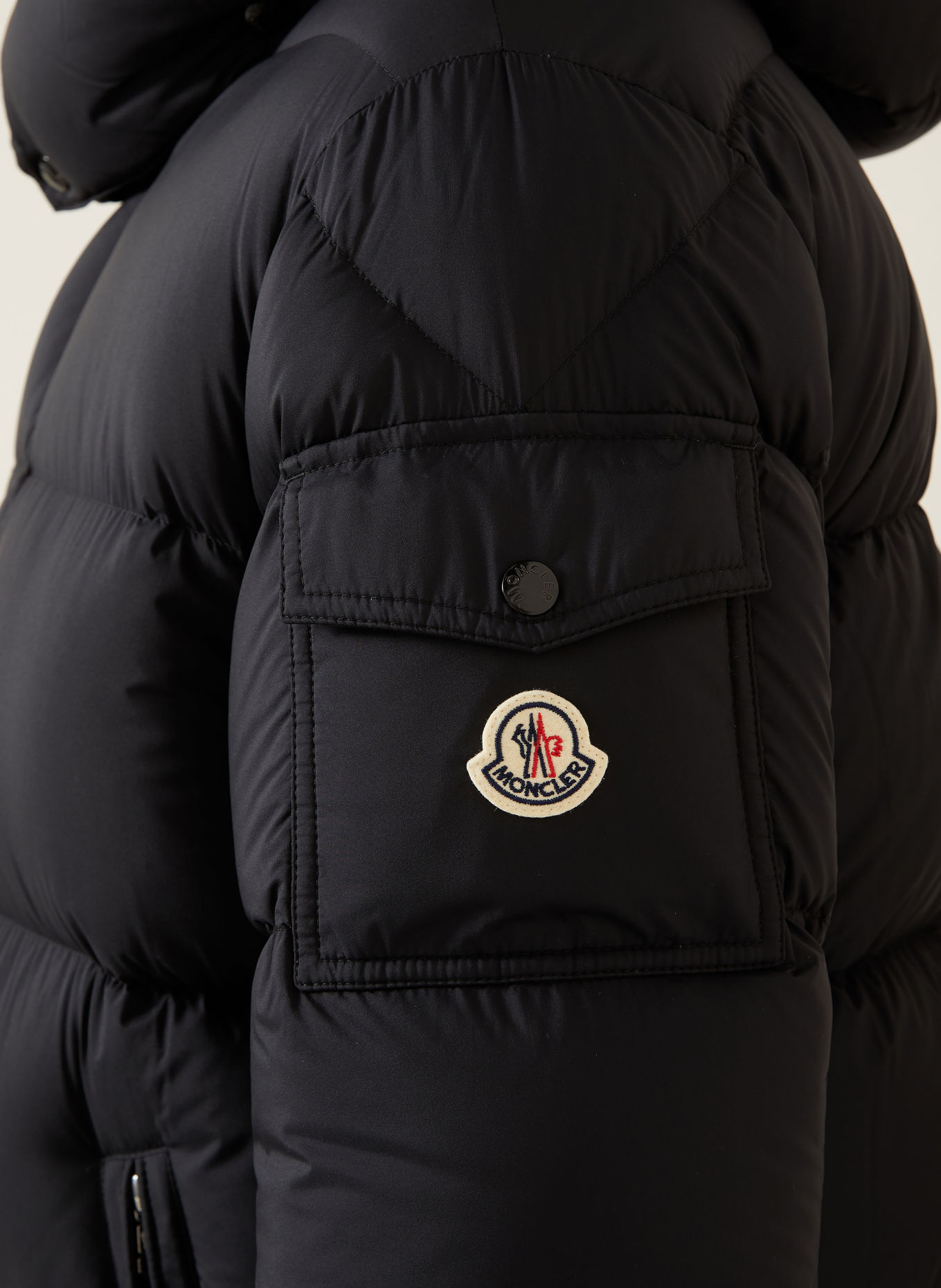 MONCLER HANOVERIAN Donsmantel met afneembare capuchon: ZWART