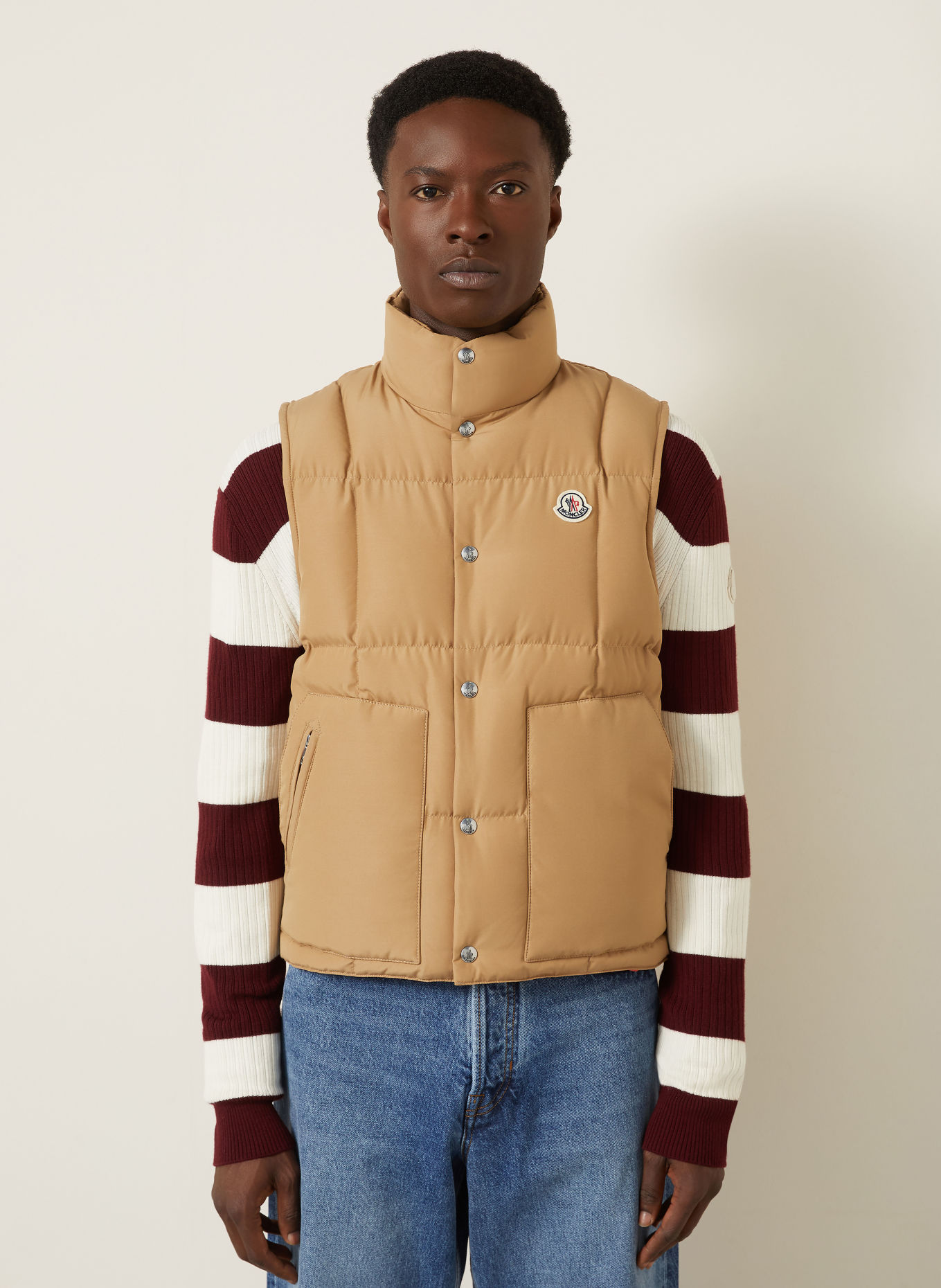 MONCLER BRUMELUNE Down vest: BEIGE