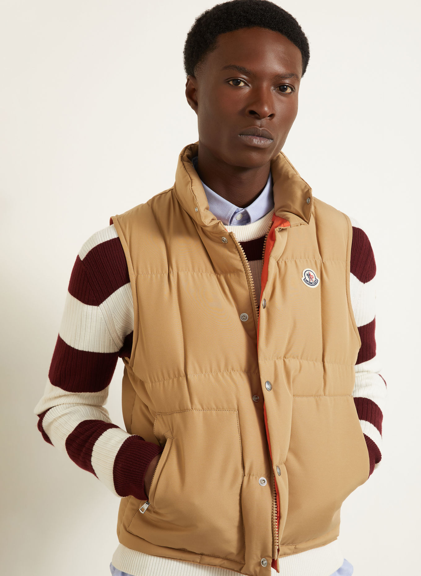 MONCLER BRUMELUNE Down vest: BEIGE