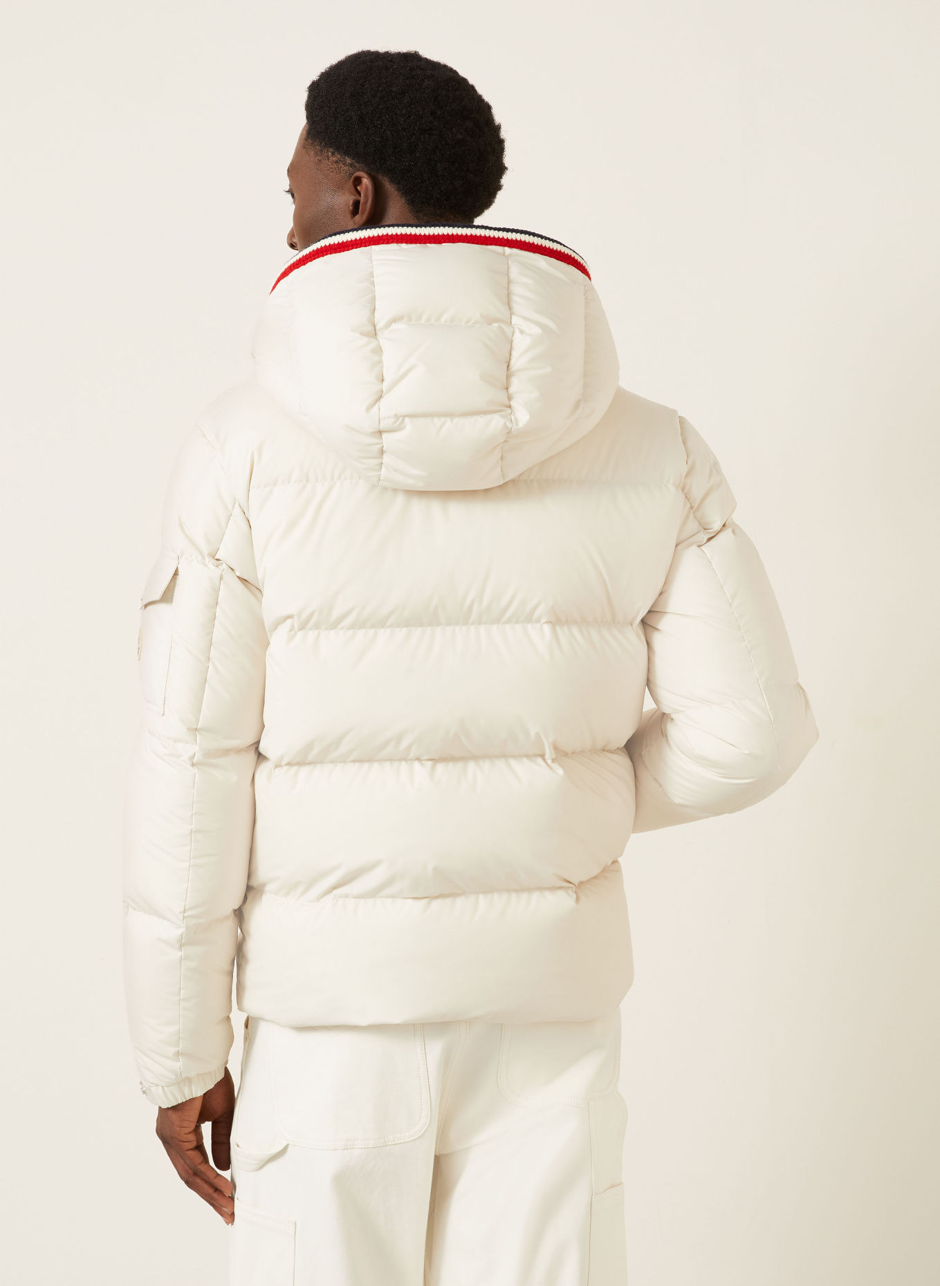 MONCLER LACFROID Down Jacket: ECRU / RED / DARK BLUE
