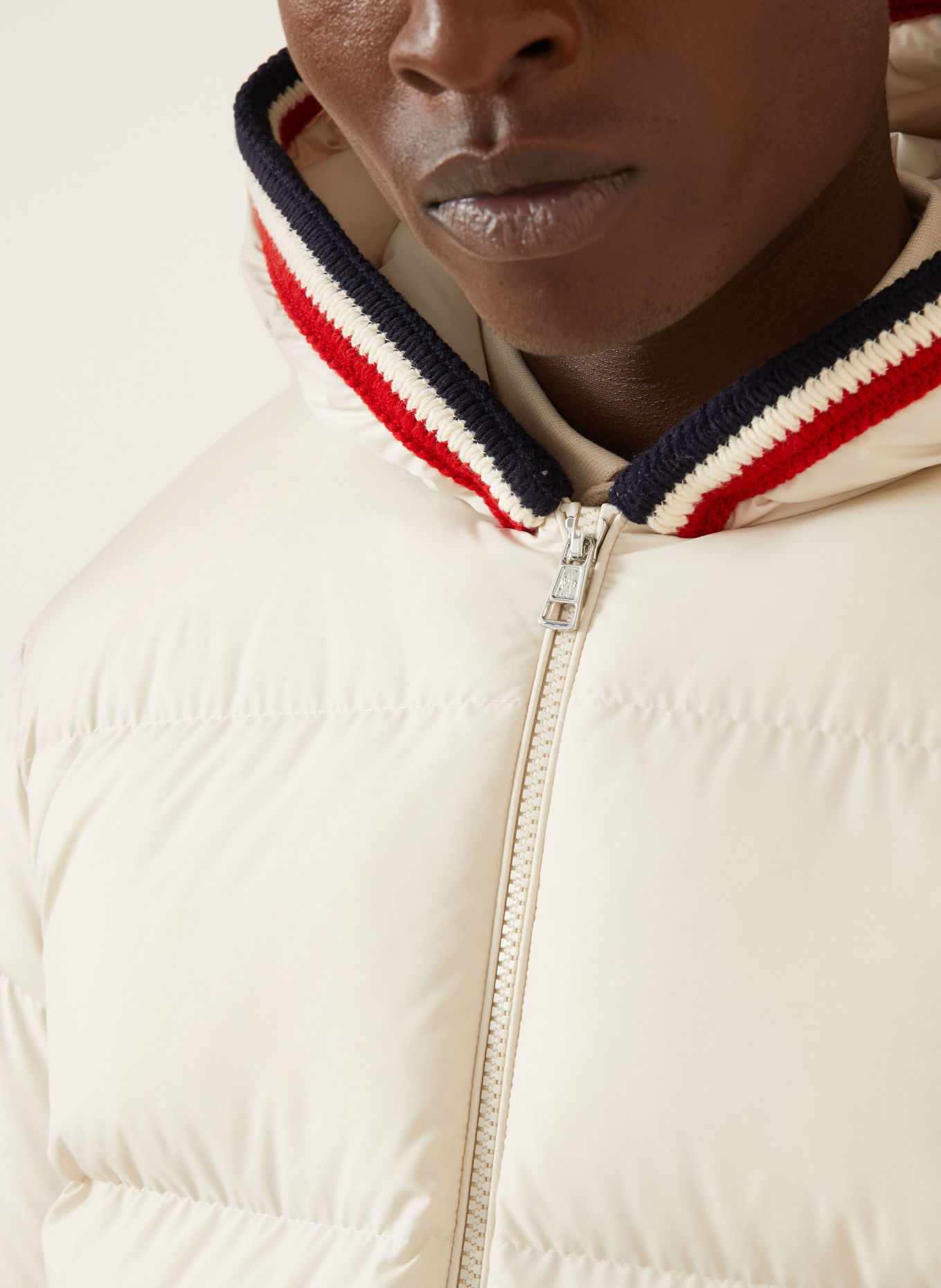 MONCLER LACFROID Down Jacket: ECRU / RED / DARK BLUE